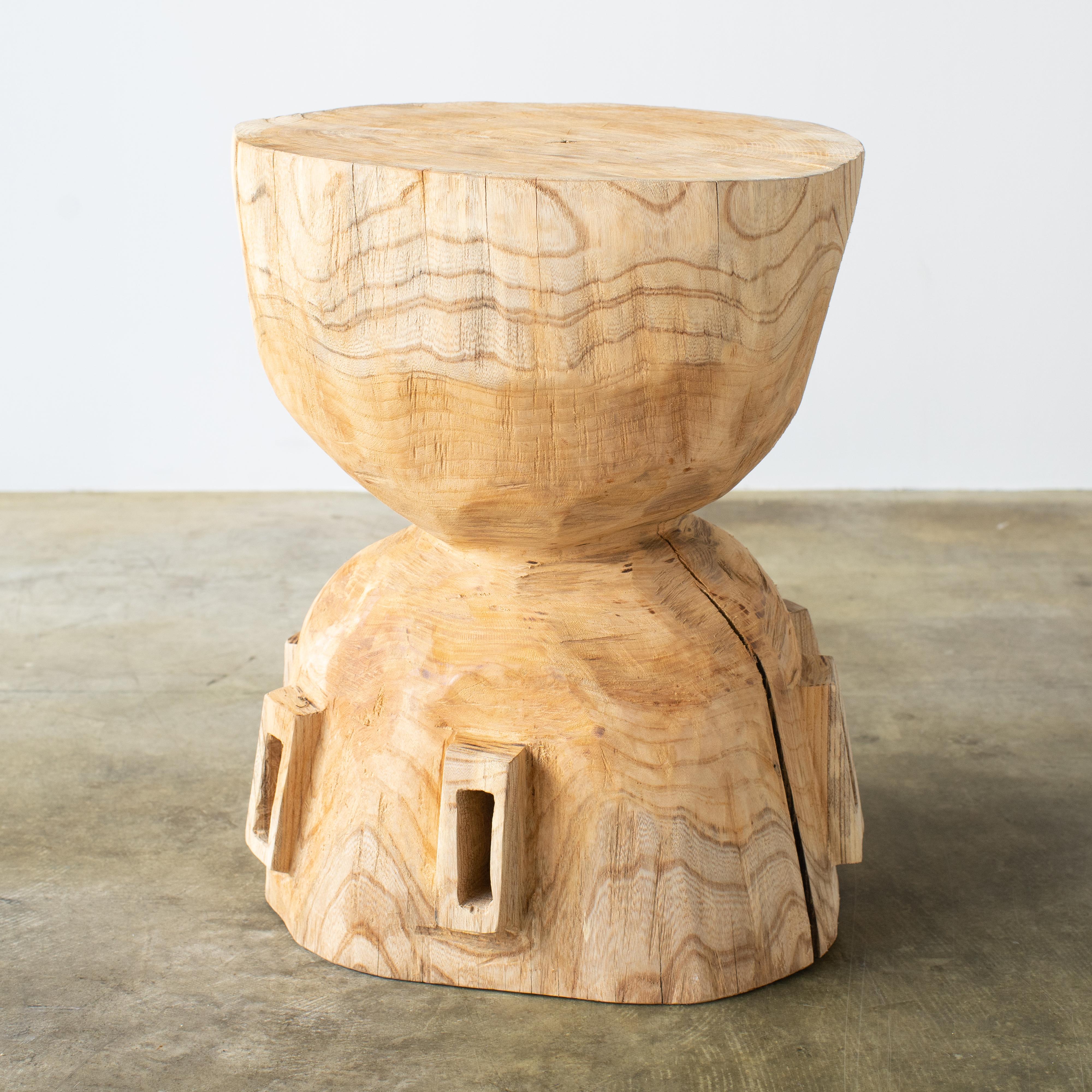 Hand-Carved Hiroyuki Nishimura Furniture Sculptural Wood Side Table 2 Tribal Glamping For Sale