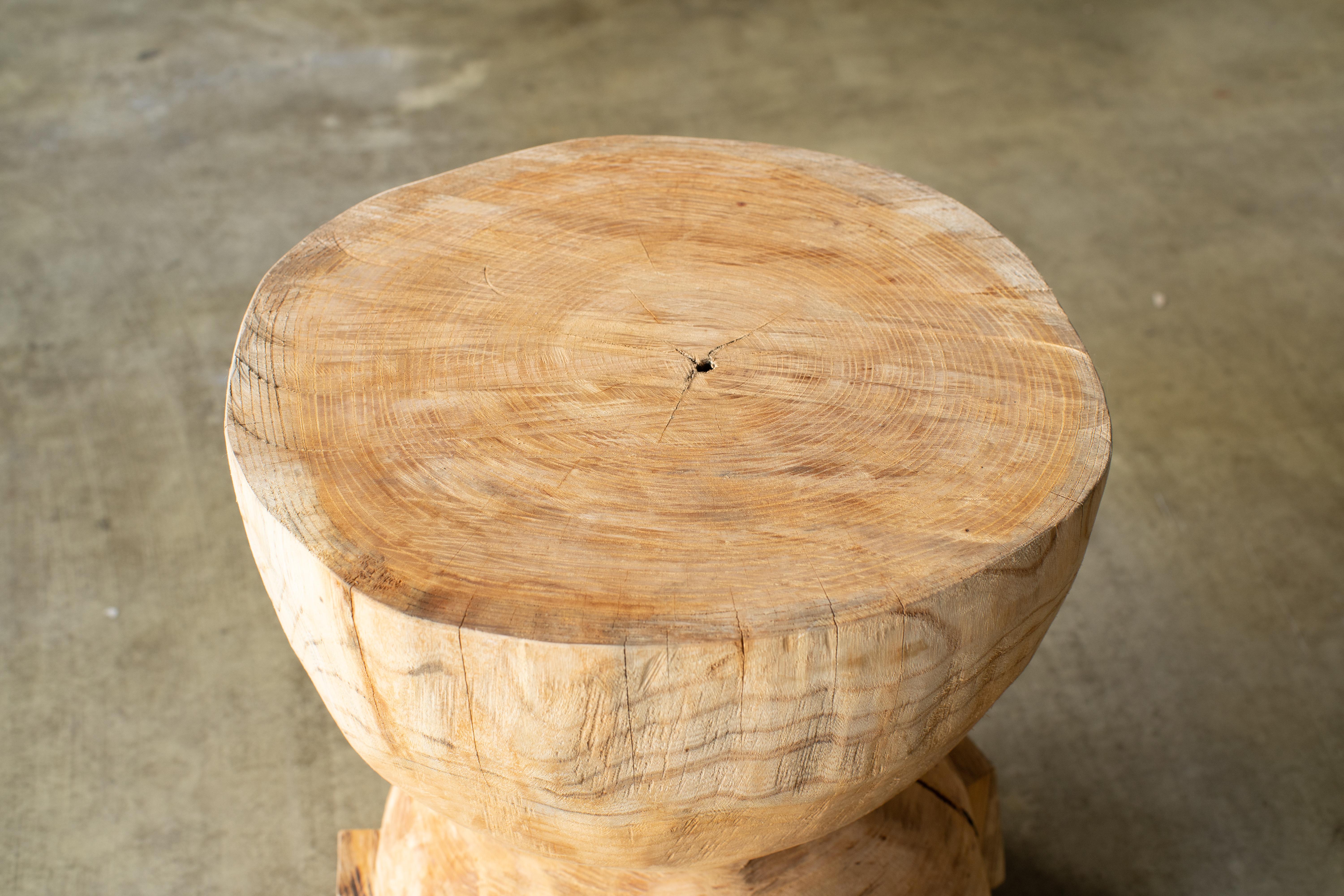 Contemporary Hiroyuki Nishimura Furniture Sculptural Wood Side Table 2 Tribal Glamping For Sale