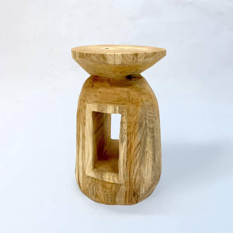 Hand-Carved Hiroyuki Nishimura Furniture Sculptural Wood Side Table 30 Tribal Glamping