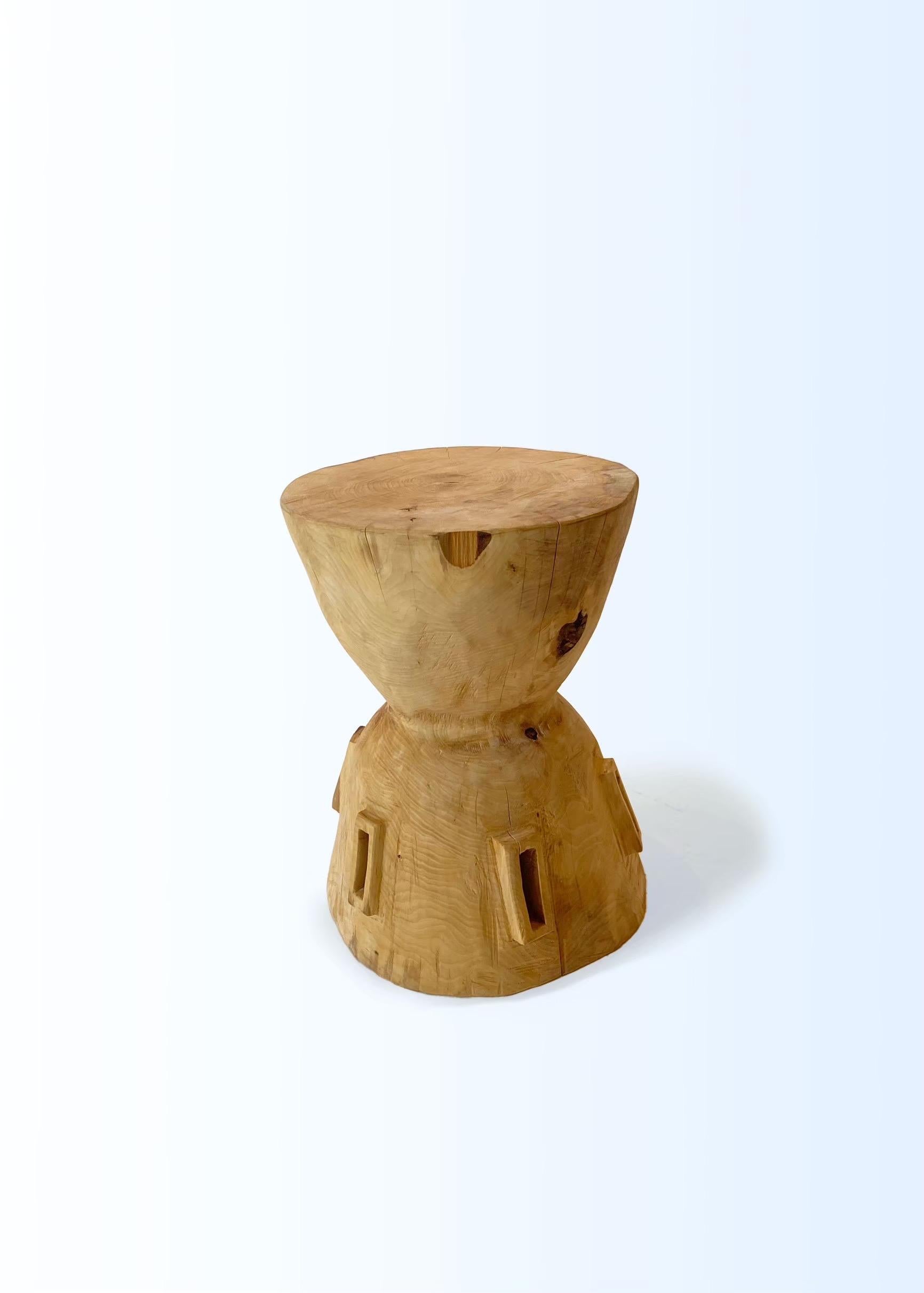 Japanese Hiroyuki Nishimura Furniture Sculptural Wood Stool 1  Tribal Glamping For Sale