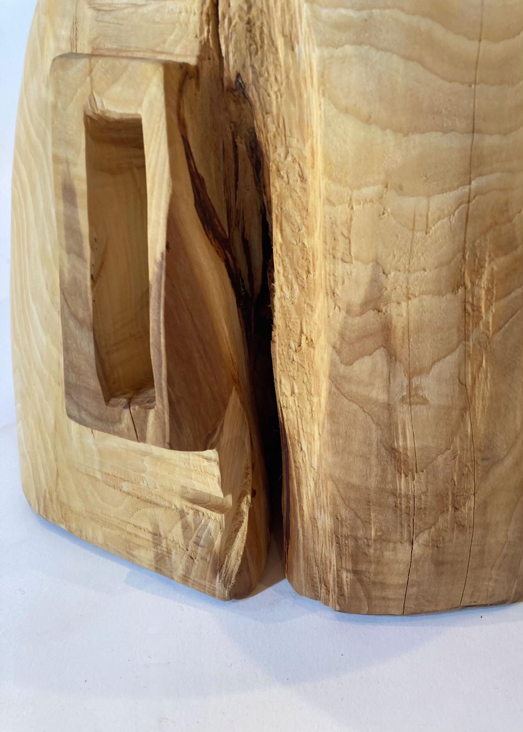 Hand-Carved Hiroyuki Nishimura Furniture Sculptural Wood Stool 1  Tribal Glamping For Sale