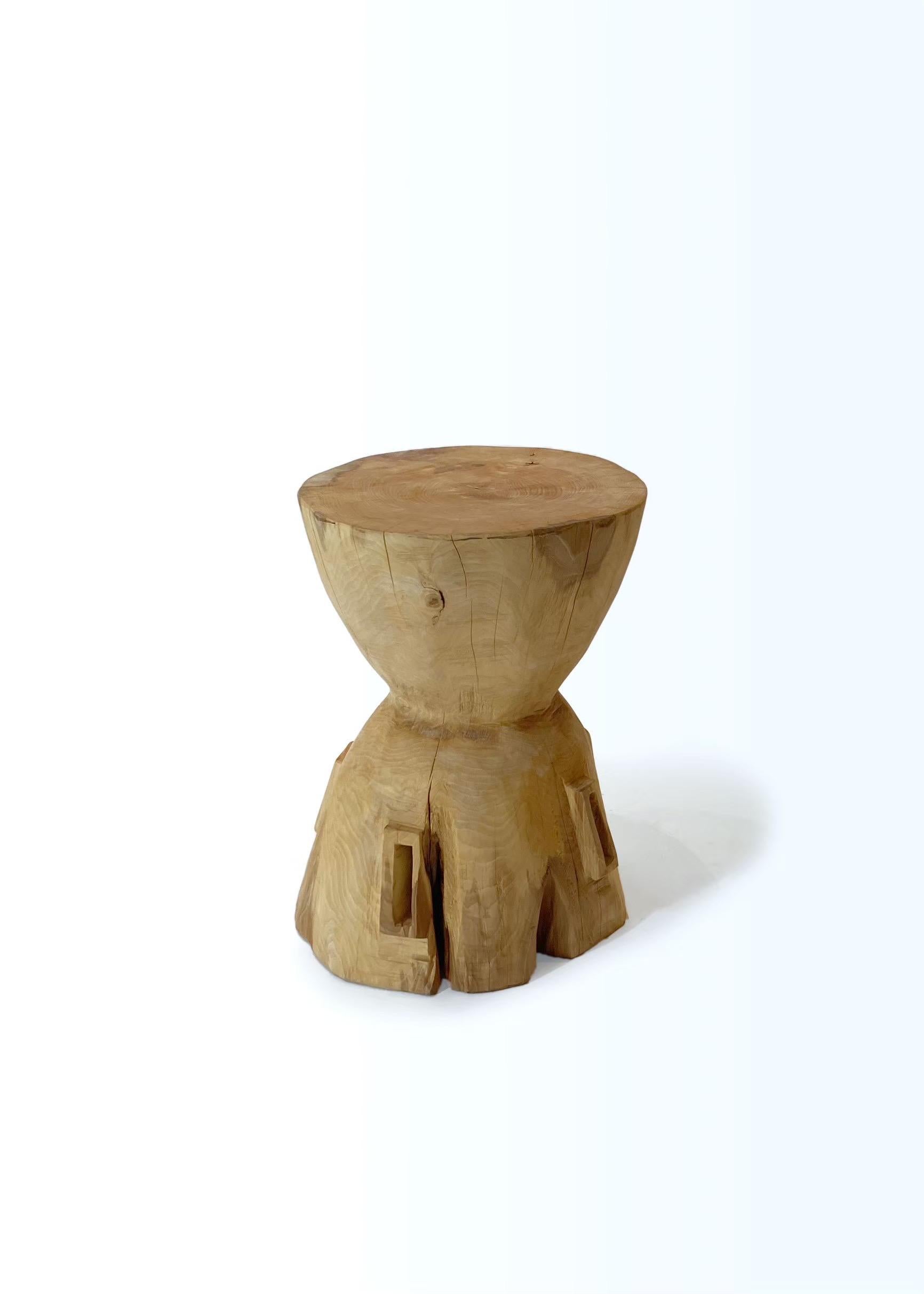 Contemporary Hiroyuki Nishimura Furniture Sculptural Wood Stool 1  Tribal Glamping For Sale