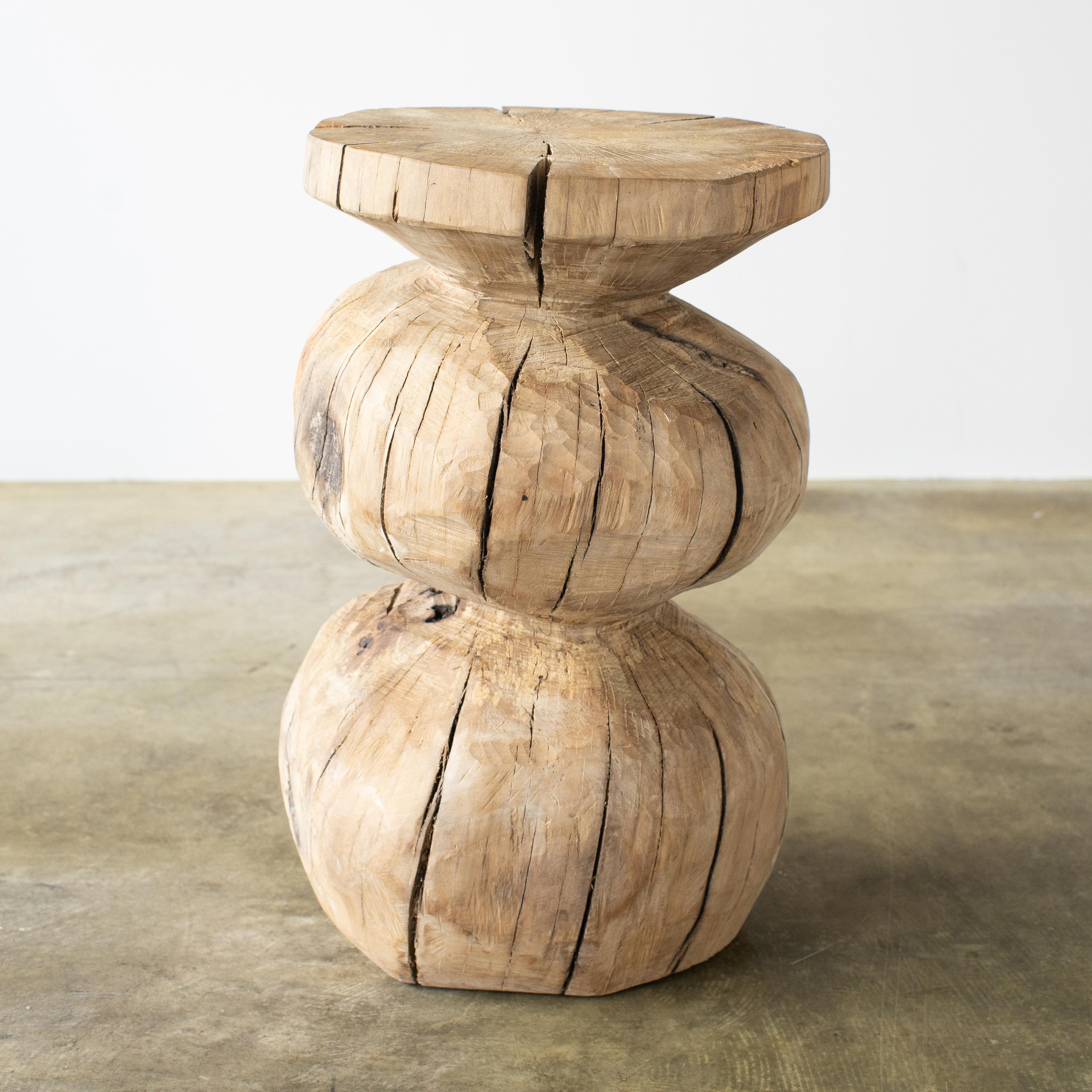 Hand-Carved Hiroyuki Nishimura Furniture Sculptural Wood Stool 10-12 Tribal Glamping