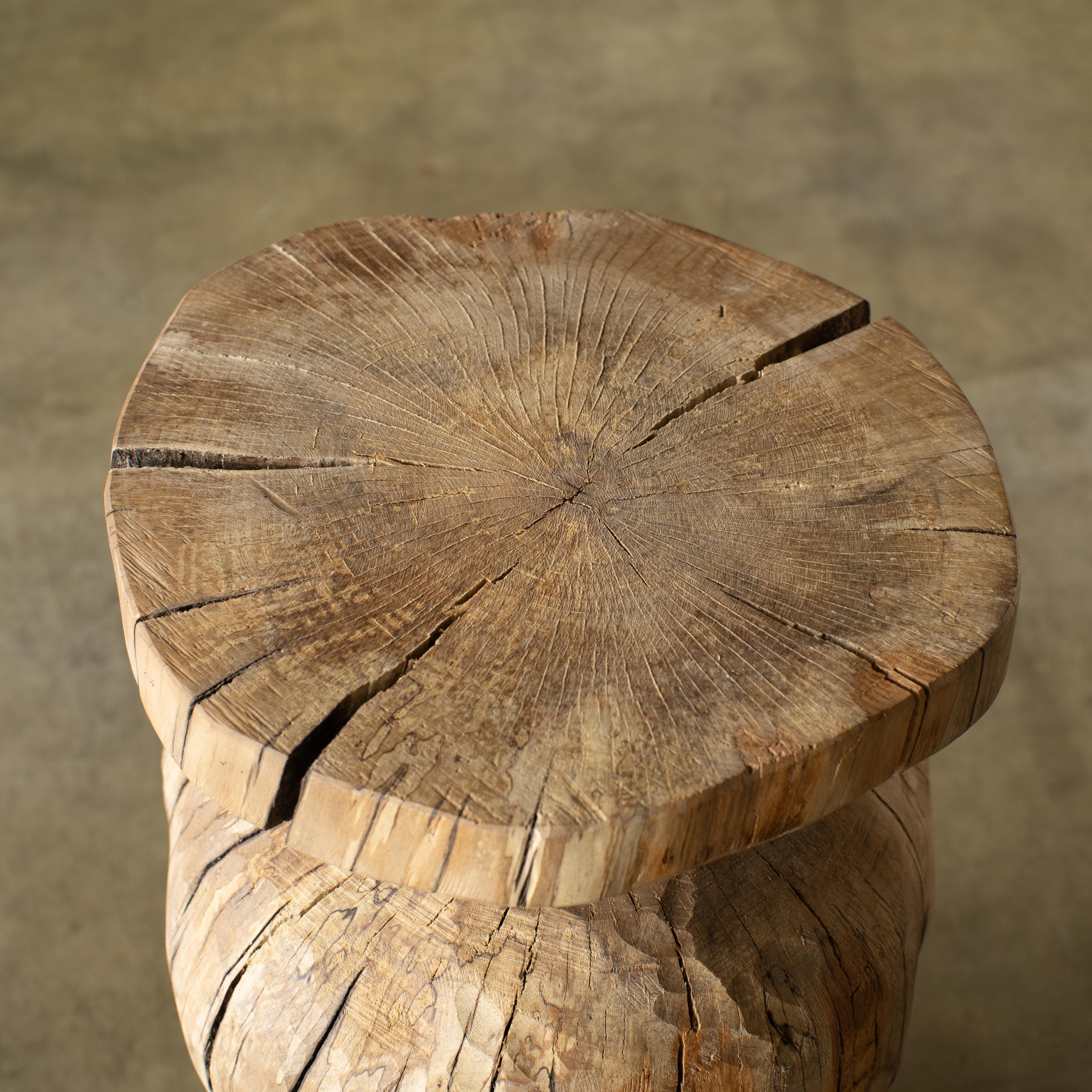 Contemporary Hiroyuki Nishimura Furniture Sculptural Wood Stool 10-12 Tribal Glamping