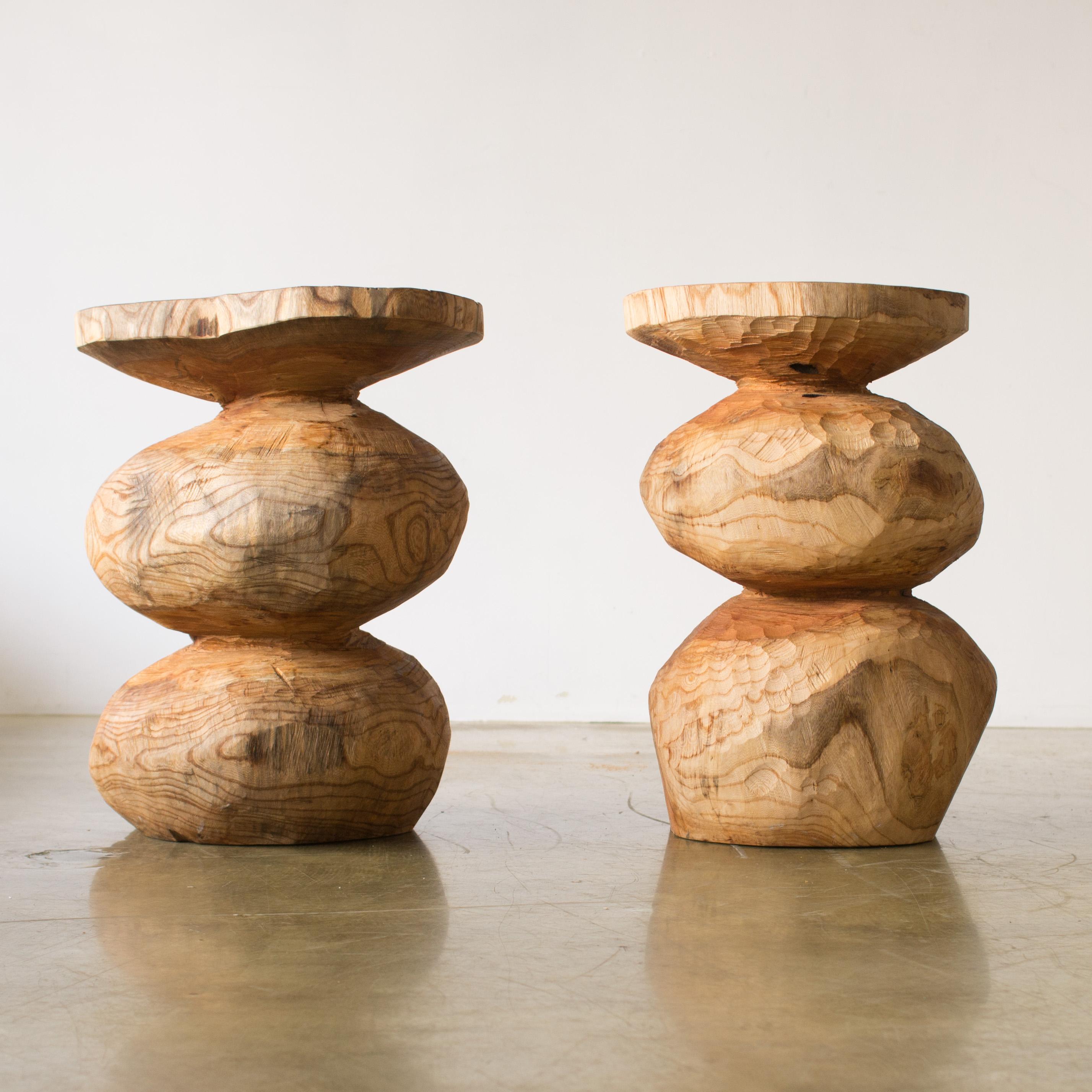 Contemporary Hiroyuki Nishimura Furniture Sculptural Wood Stool10-06 Tribal Glamping