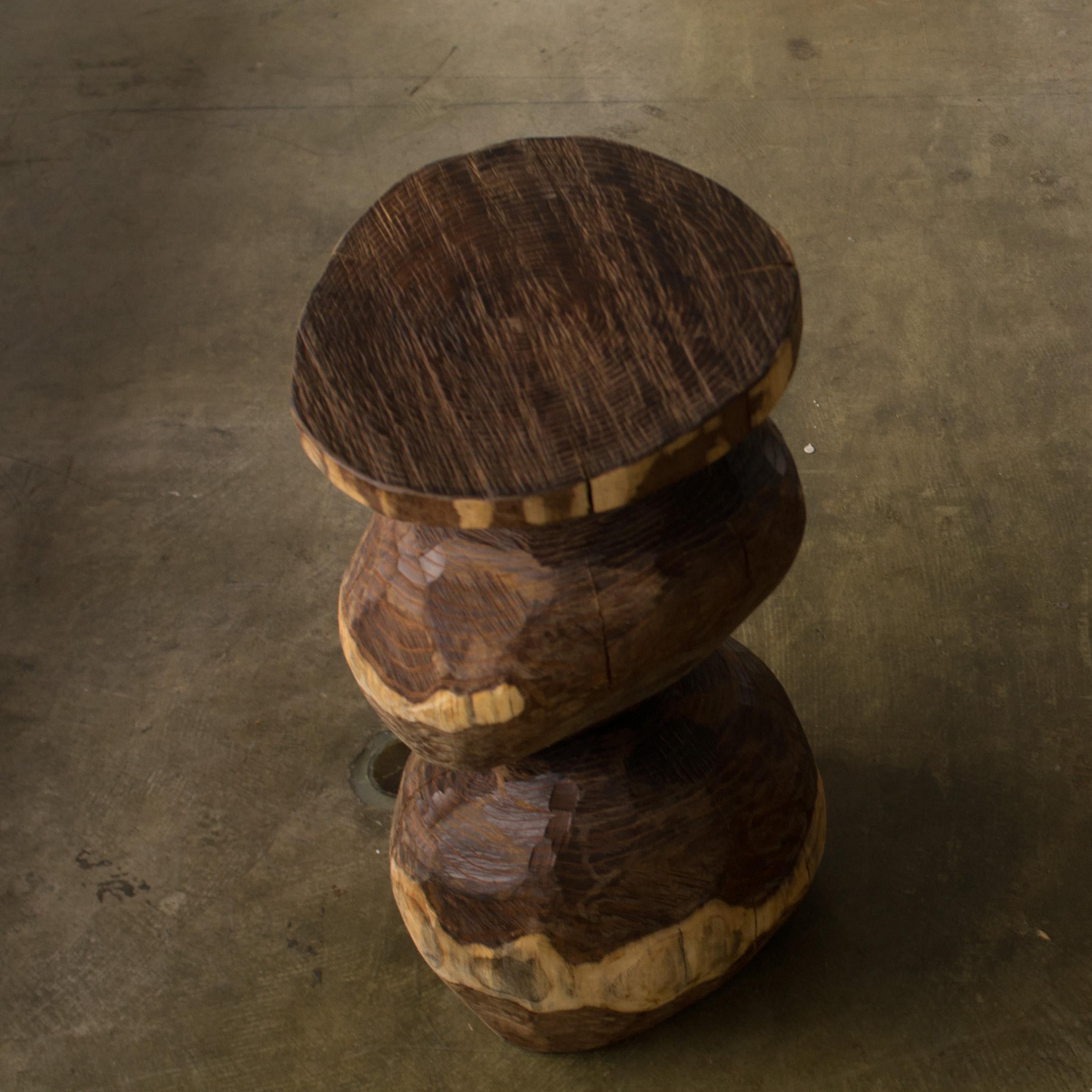 Contemporary Hiroyuki Nishimura Furniture Sculptural Wood Stool10-07 Tribal Glamping