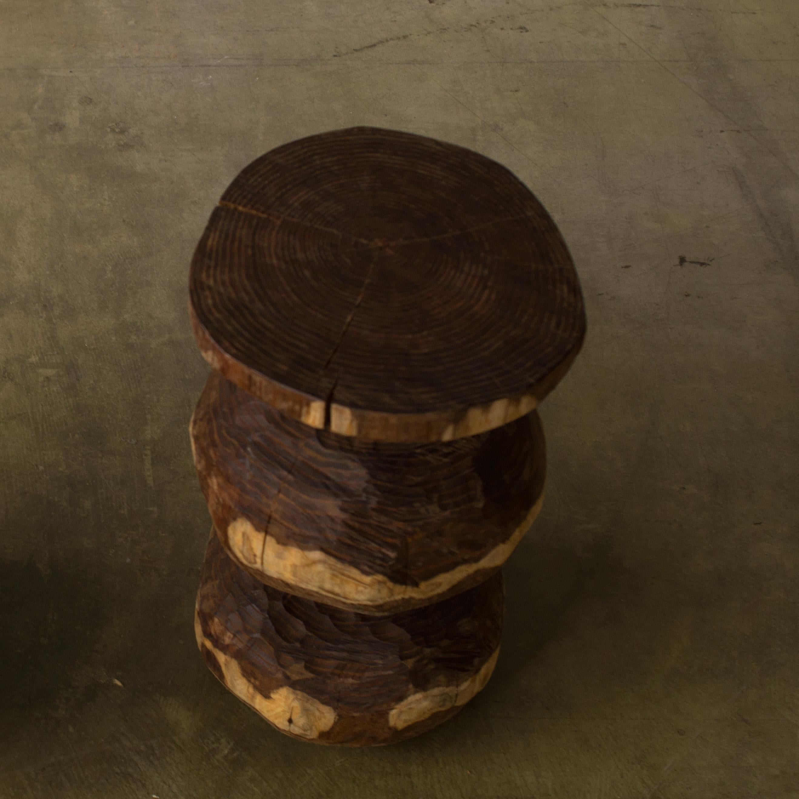 Contemporary Hiroyuki Nishimura Furniture Sculptural Wood Stool10-08 Tribal Glamping