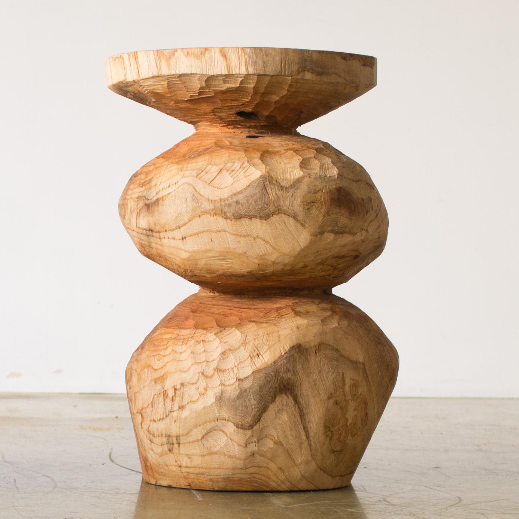 Japanese Hiroyuki Nishimura Furniture Sculptural Wood Stool10-09 Tribal Glamping For Sale