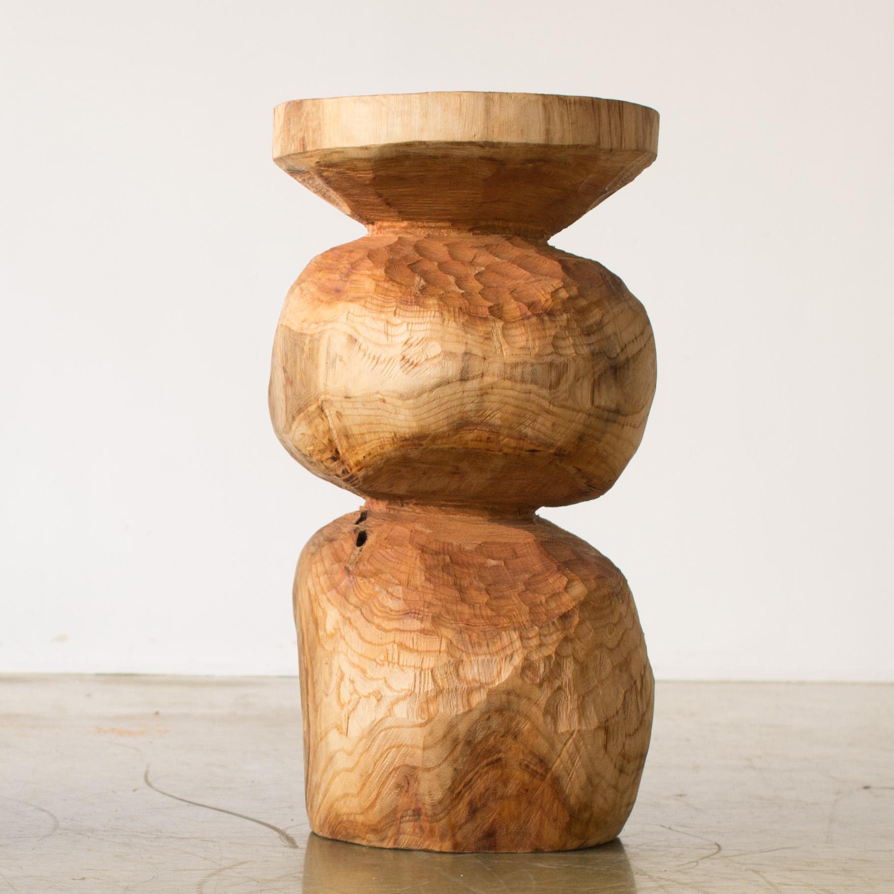 Hand-Carved Hiroyuki Nishimura Furniture Sculptural Wood Stool10-09 Tribal Glamping For Sale