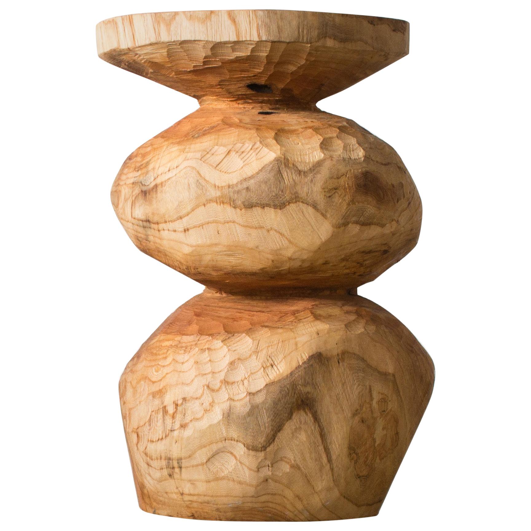 Hiroyuki Nishimura Furniture Sculptural Wood Stool10-09 Tribal Glamping For Sale