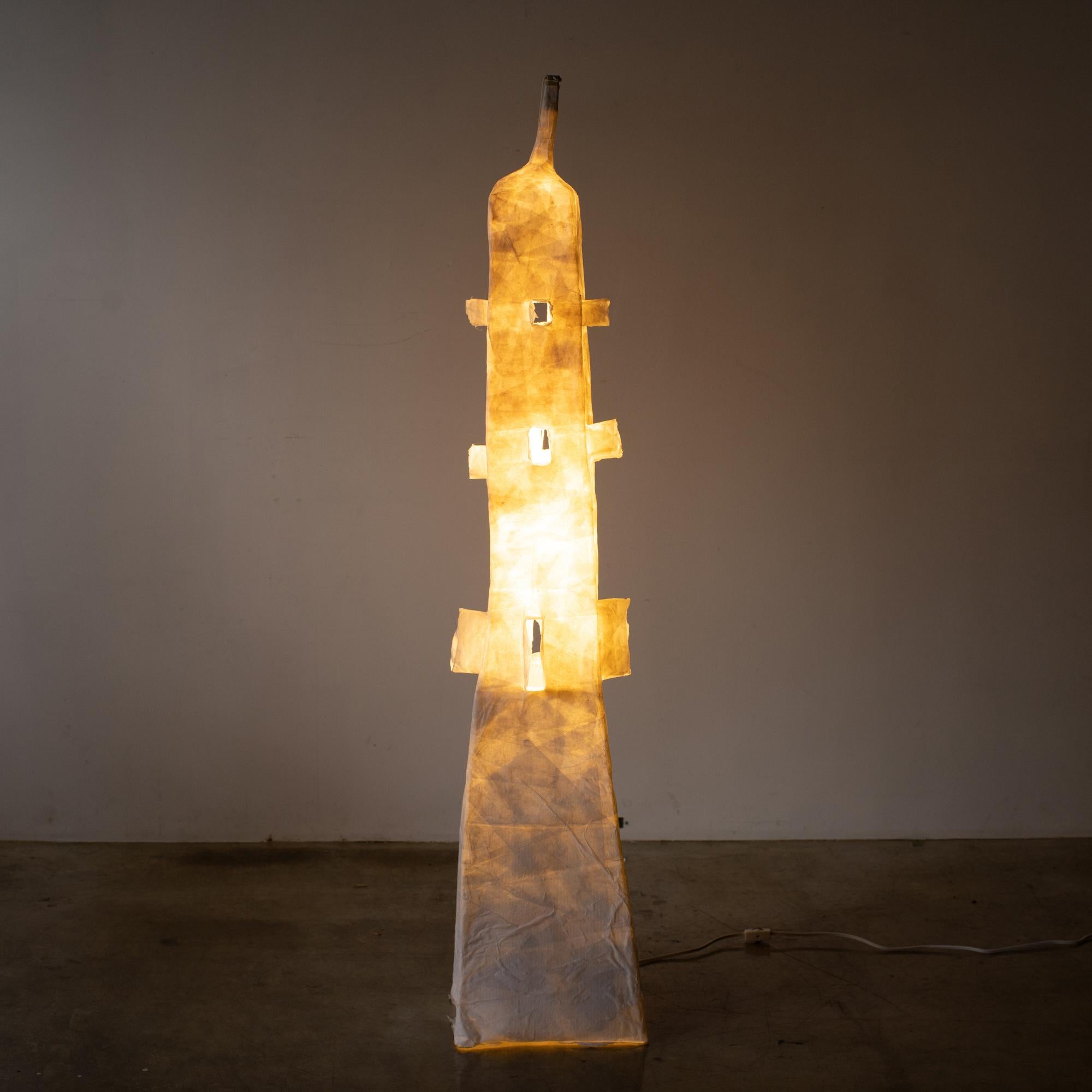 Tribal Hiroyuki Nishimura Sculptural Light 2 Japanese Paper Shade For Sale