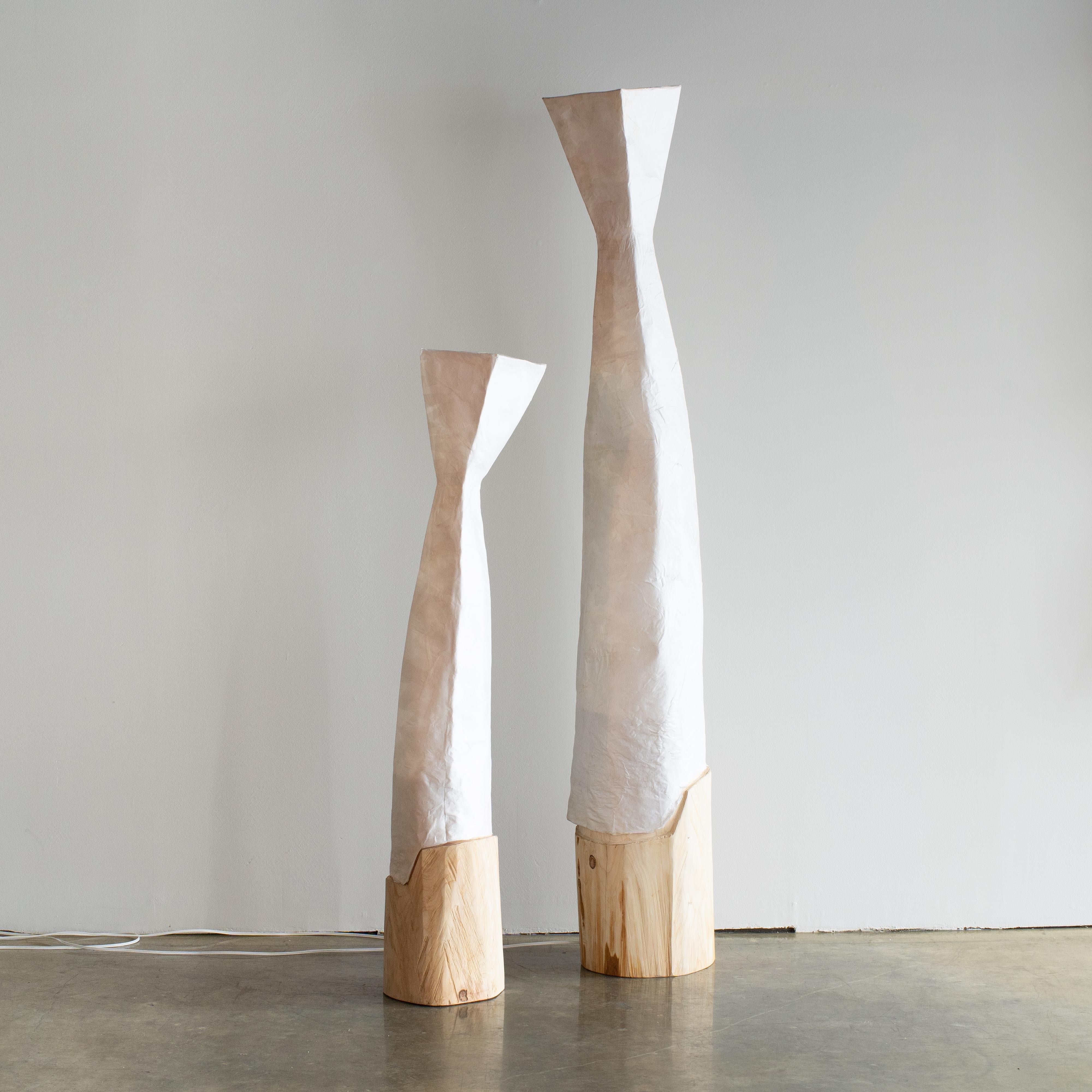 Contemporary Hiroyuki Nishimura Sculptural Light Large 2 Japanese Paper Shade For Sale