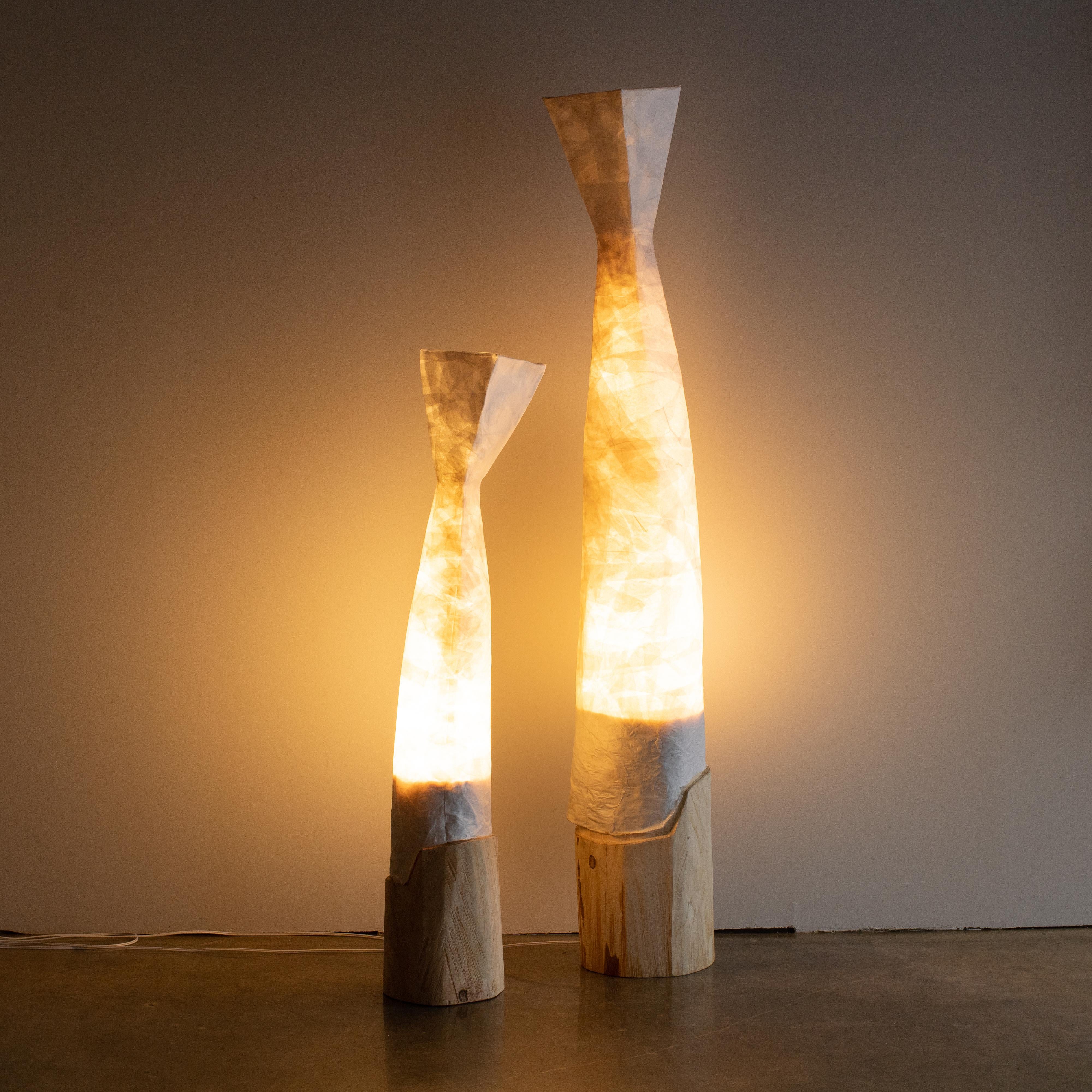 Wood Hiroyuki Nishimura Sculptural Light Large 2 Japanese Paper Shade For Sale