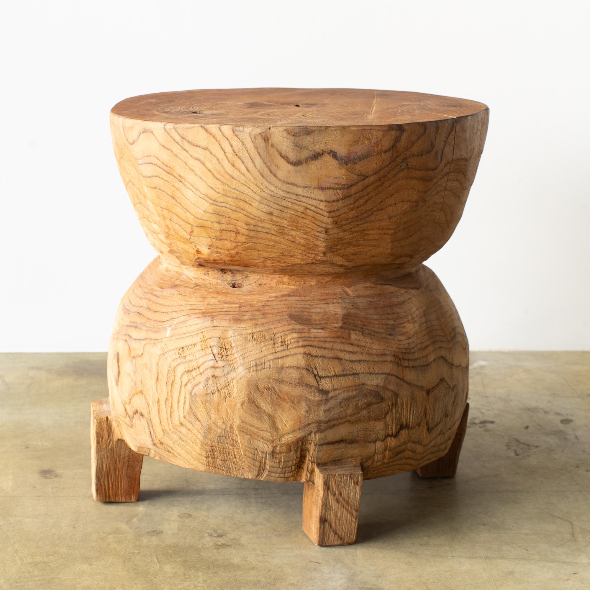 Hand-Carved Hiroyuki Nishimura Sculptural Side Table Stool 23-1 For Sale