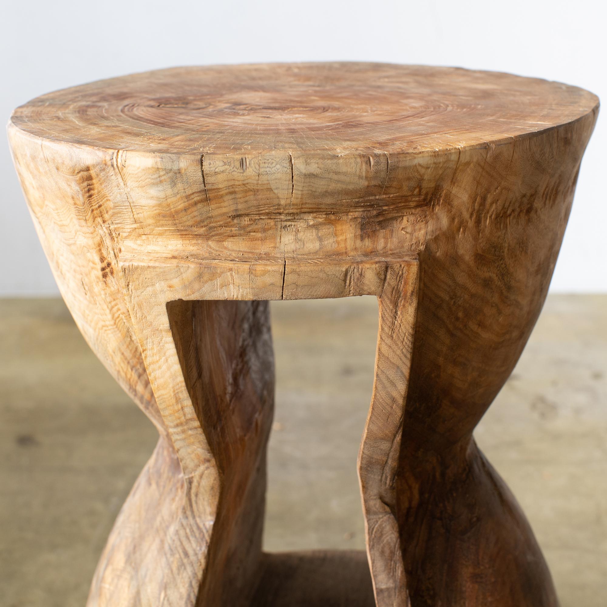 Hand-Carved Hiroyuki Nishimura Sculptural Side Table Stool 24 Glamping Tribal Style For Sale