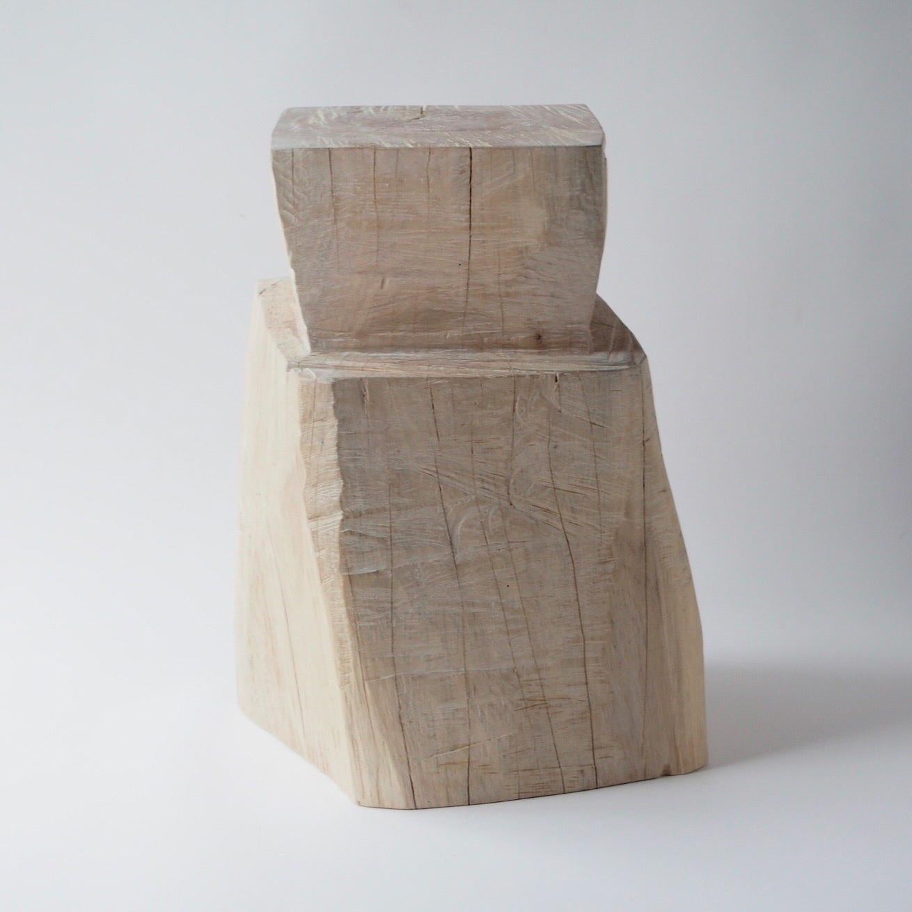 Name: Nougat
Sculptural stool by Hiroyuki Nishimura and zone carved furniture
Material: Zelkova
This work is carved from log with some kinds of chainsaws.
Most of wood used for Nishimura's works are unable to use anything, these woods are
