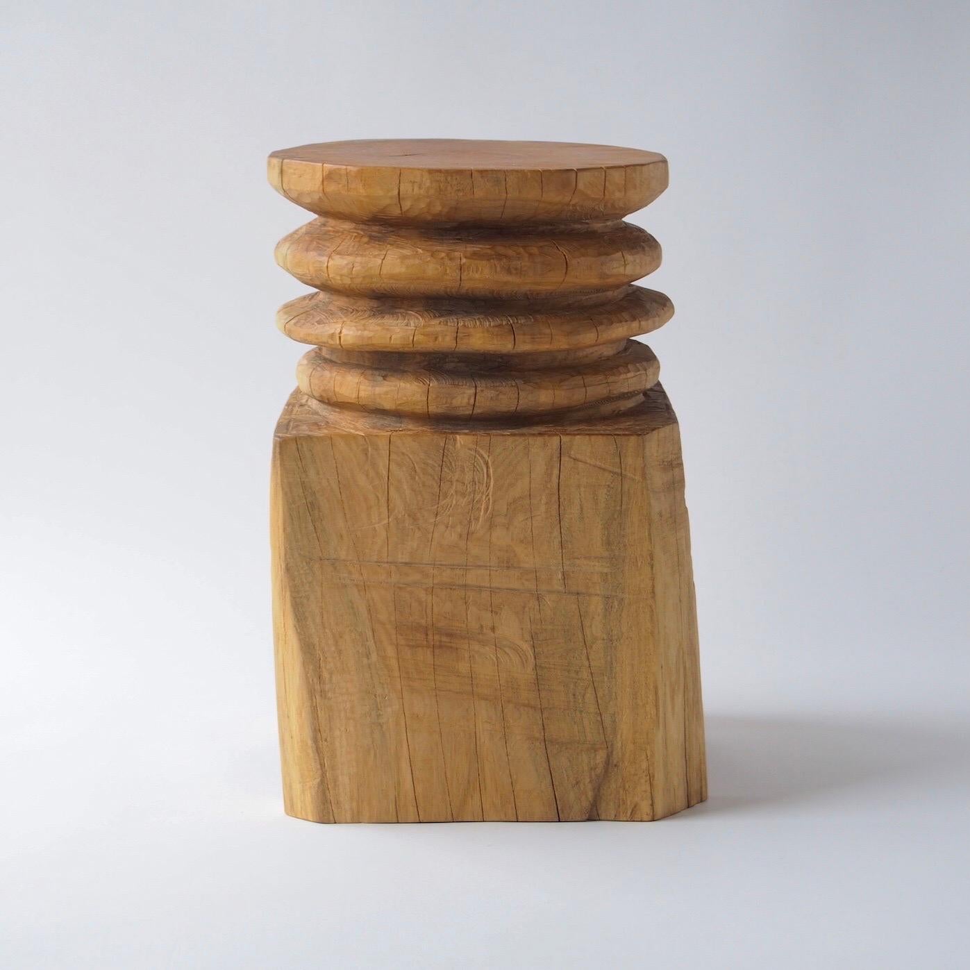 Hand-Carved Hiroyuki Nishimura Zougei Sculptural Side Table Stool 26 Tribal Glamping For Sale