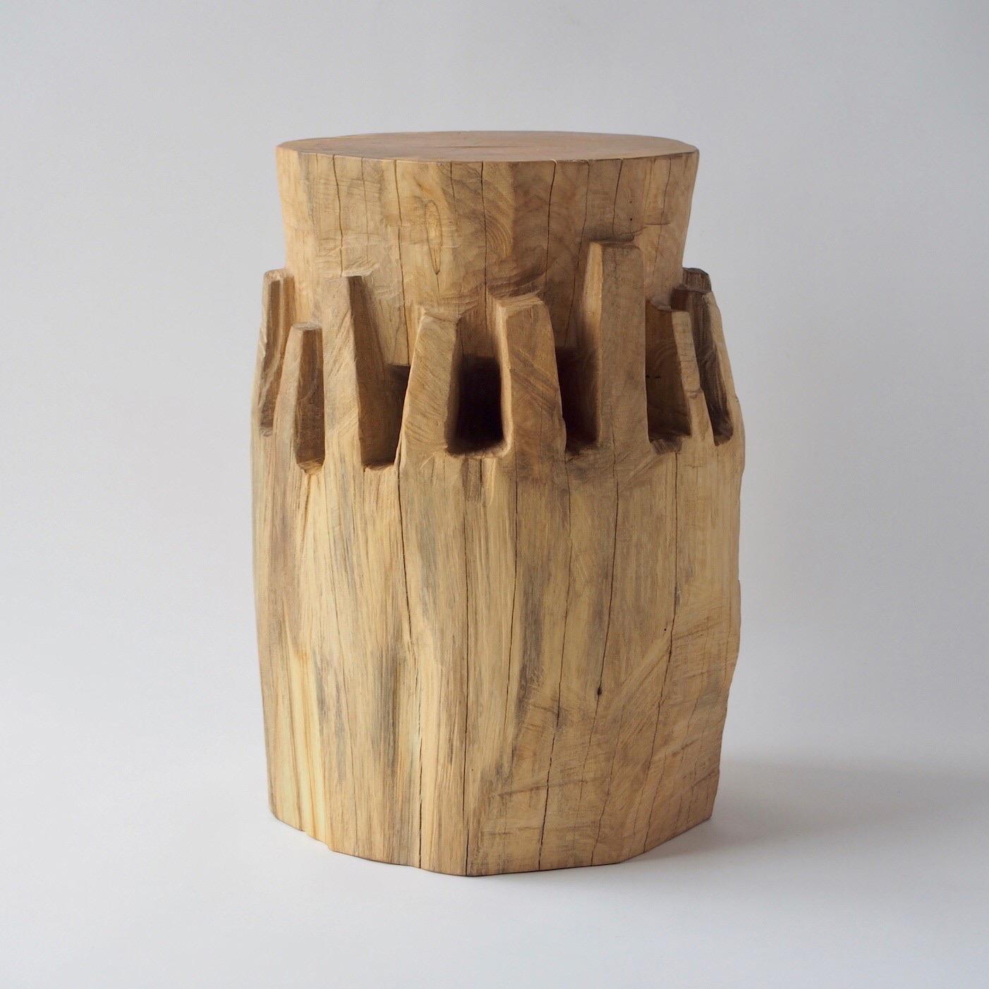 Hand-Carved Hiroyuki Nishimura Zougei Sculptural Side Table Stool 28 Tribal Glamping For Sale