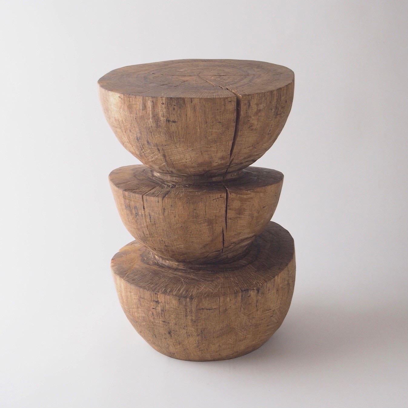 Hand-Carved Hiroyuki Nishimura Zougei Sculptural Side Table Stool 31 Tribal Glamping For Sale