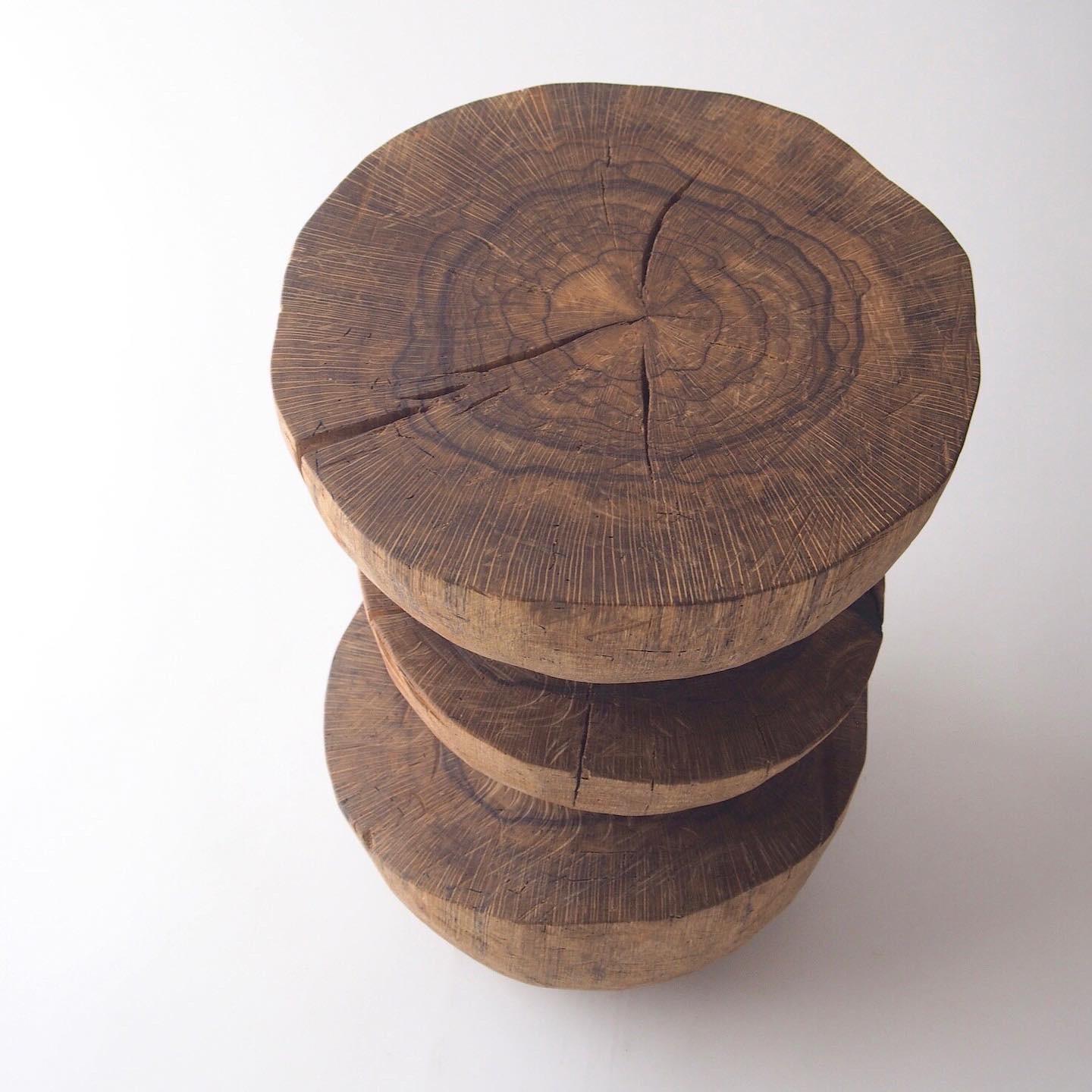 Wood Hiroyuki Nishimura Zougei Sculptural Side Table Stool 31 Tribal Glamping For Sale