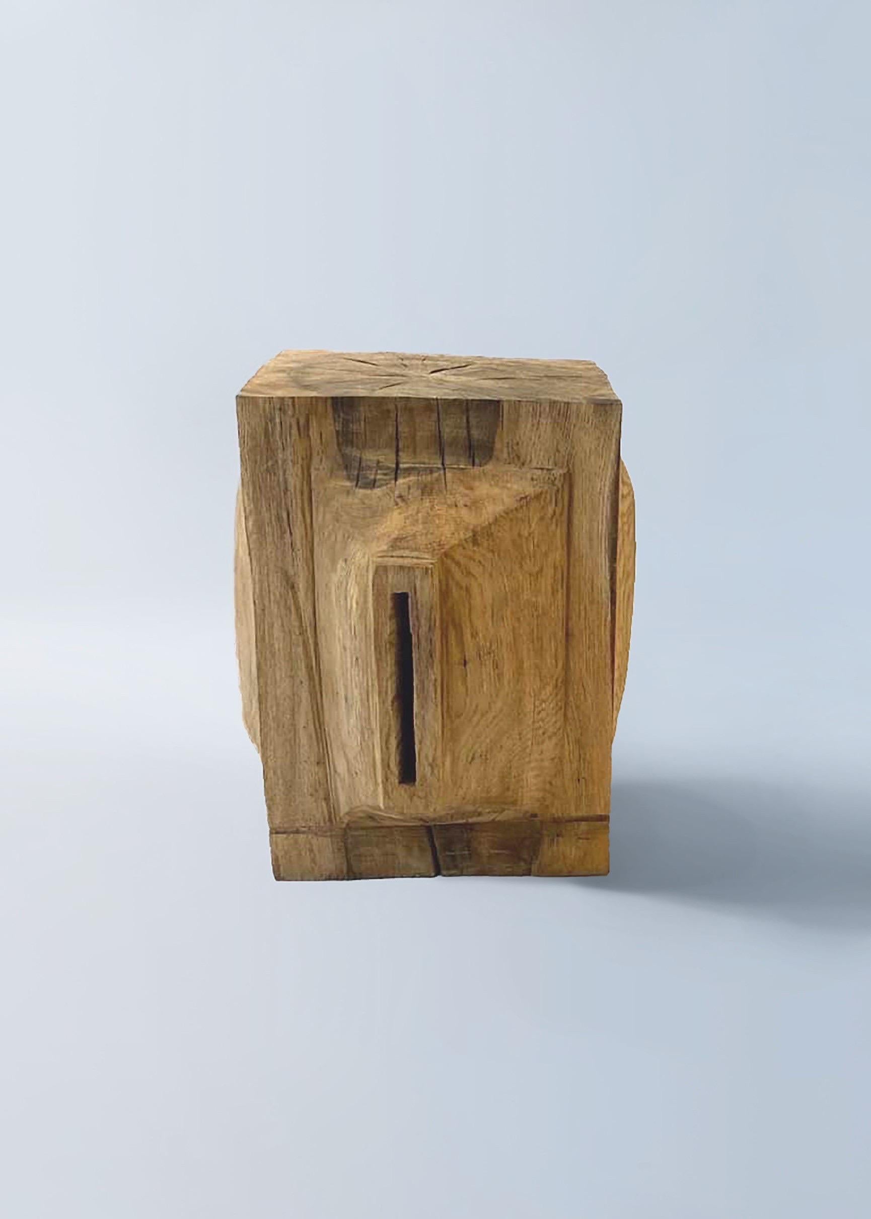 Hand-Carved Hiroyuki Nishimura Zougei Sculptural Side Table Stool 33 Tribal Glamping For Sale