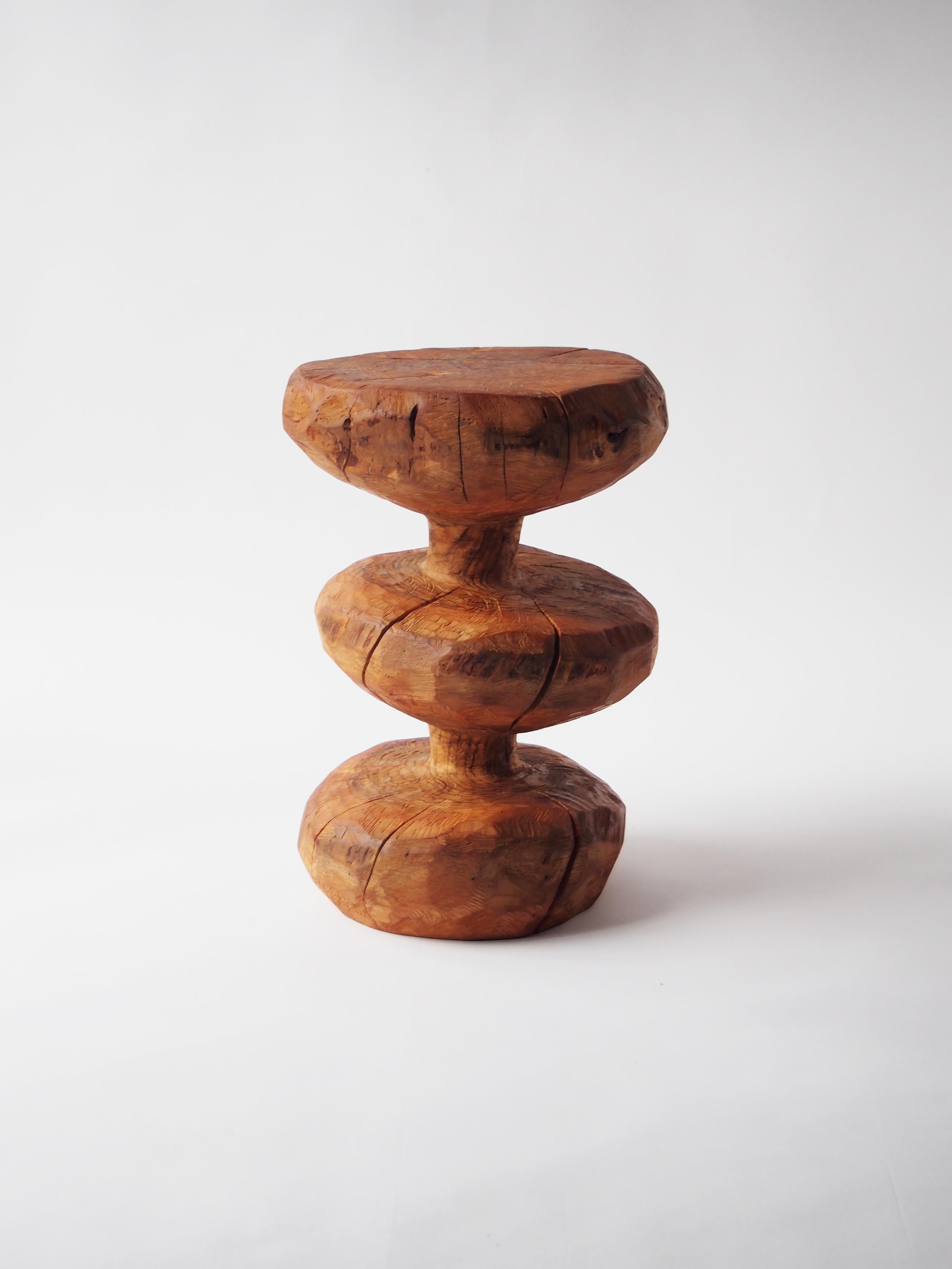 Name: Aquatic Plants
Sculptural stool or side table by Hiroyuki Nishimura and Zougei carved furniture
Material: Cherry
This work is carved from log with some kinds of chainsaws.
Most of wood used for Nishimura's works are unable to use anything,