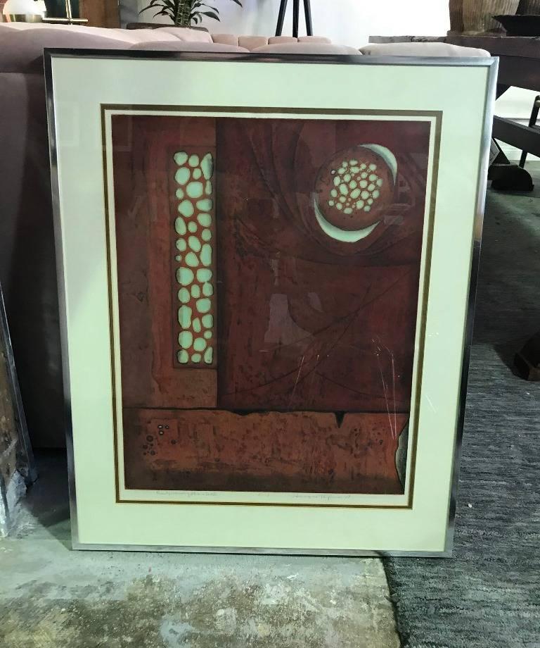 Late 20th Century Hiroyuki Tajima Limited Edition Abstract Japanese Woodblock Print