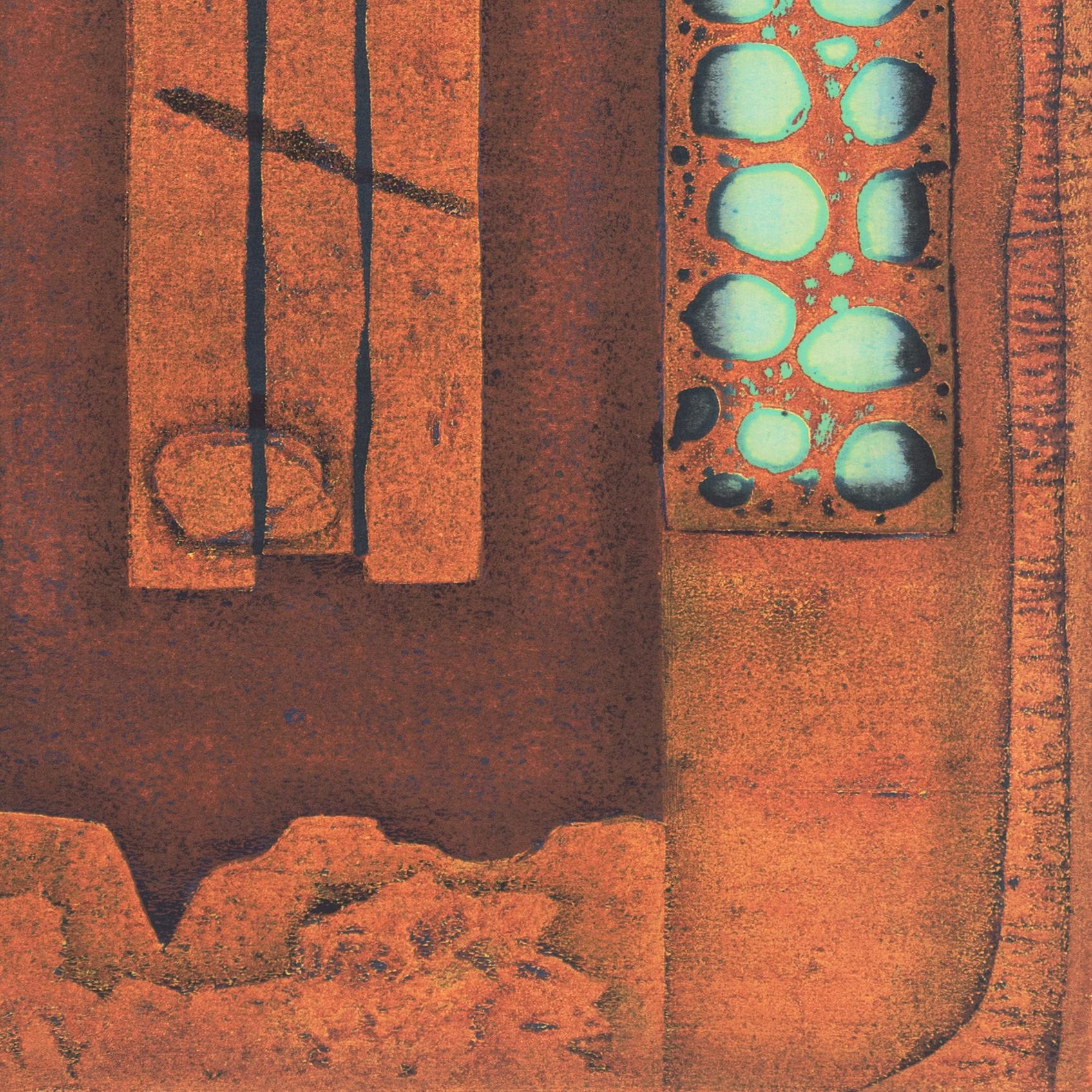 'Abstract in Turquoise and Copper', Sosaku-Hanga, NMAO, Tokyo, LACMA, Benezit For Sale 3