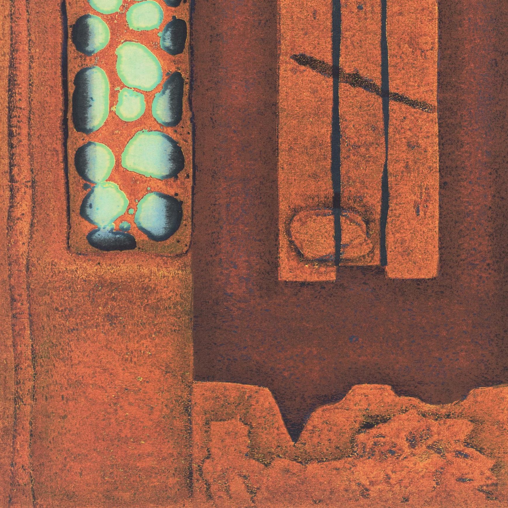'Abstract in Turquoise and Copper', Sosaku-Hanga, NMAO, Tokyo, LACMA, Benezit For Sale 3