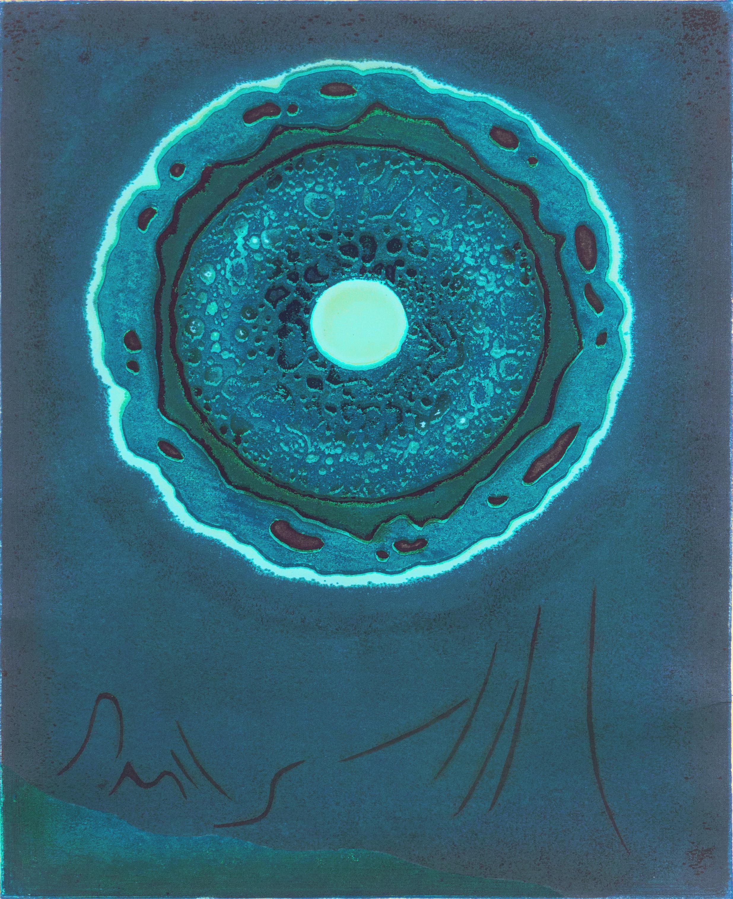 'Profound Circle, Prussian Blue', Sosaku-Hanga, NMAO, Tokyo, LACMA, Benezit - Print by Hiroyuki Tajima