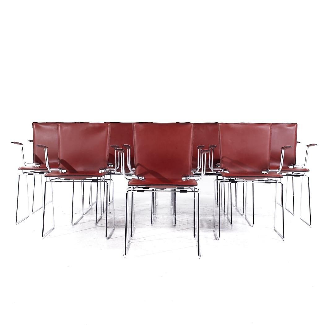 Hiroyuki Toyoda for ICF Mid Century Leather and Chrome Dining Chairs - Set of 16

Each chair measures: 22.5 wide x 21.5 deep x 31.5 inches high, with a seat height/chair clearance of 17.5 inches

All pieces of furniture can be had in what we call