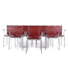 Hiroyuki Toyoda for ICF Mid Century Leather and Chrome Dining Chairs - Set of 16