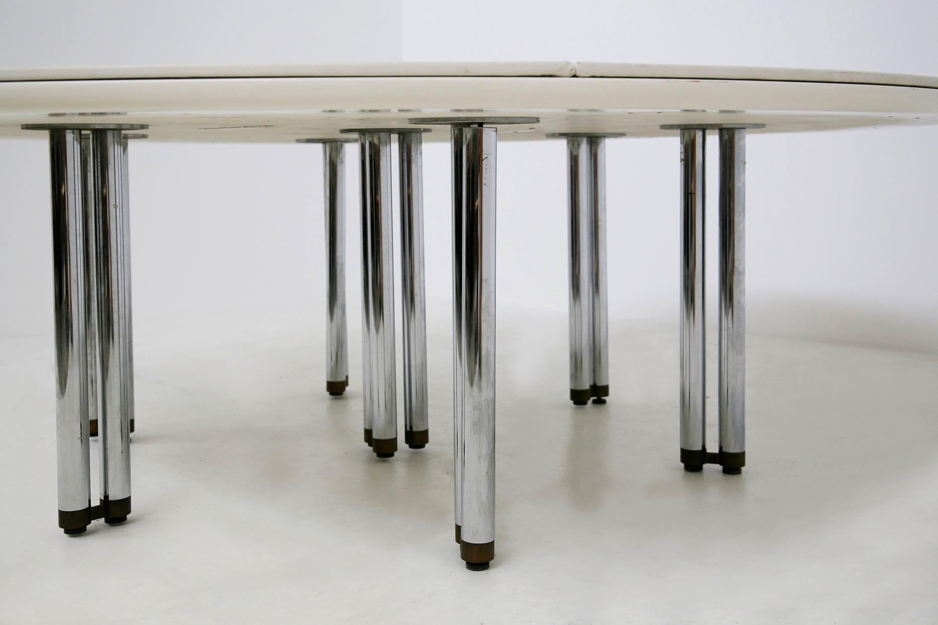 Brass Hiroyuki Toyoda Large Italian White Table from the Series 