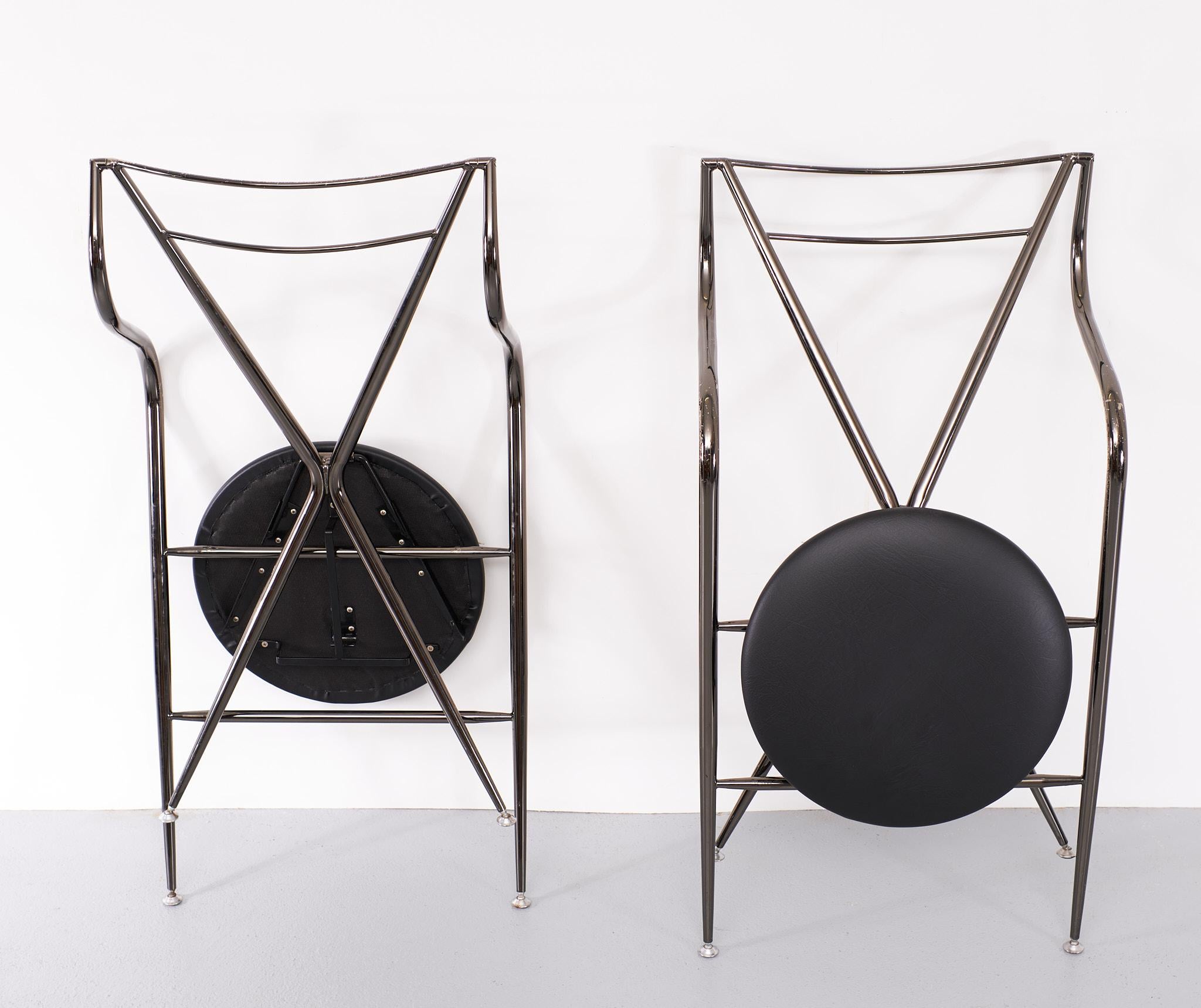 Metal Hiroyuki Yamakado, 2 Cinderella Folding Chairs, Design, 1987 For Sale
