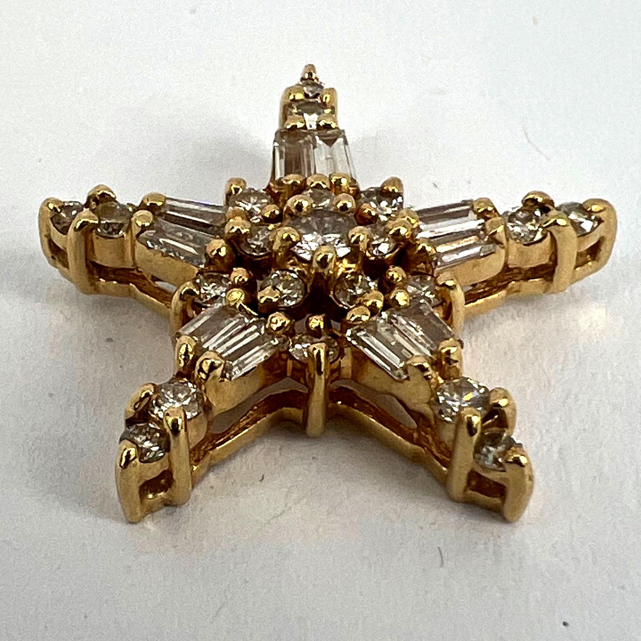 Hirsch & Oppenheimer Diamond Star 14K Yellow Gold Christmas Pendant For Sale 9