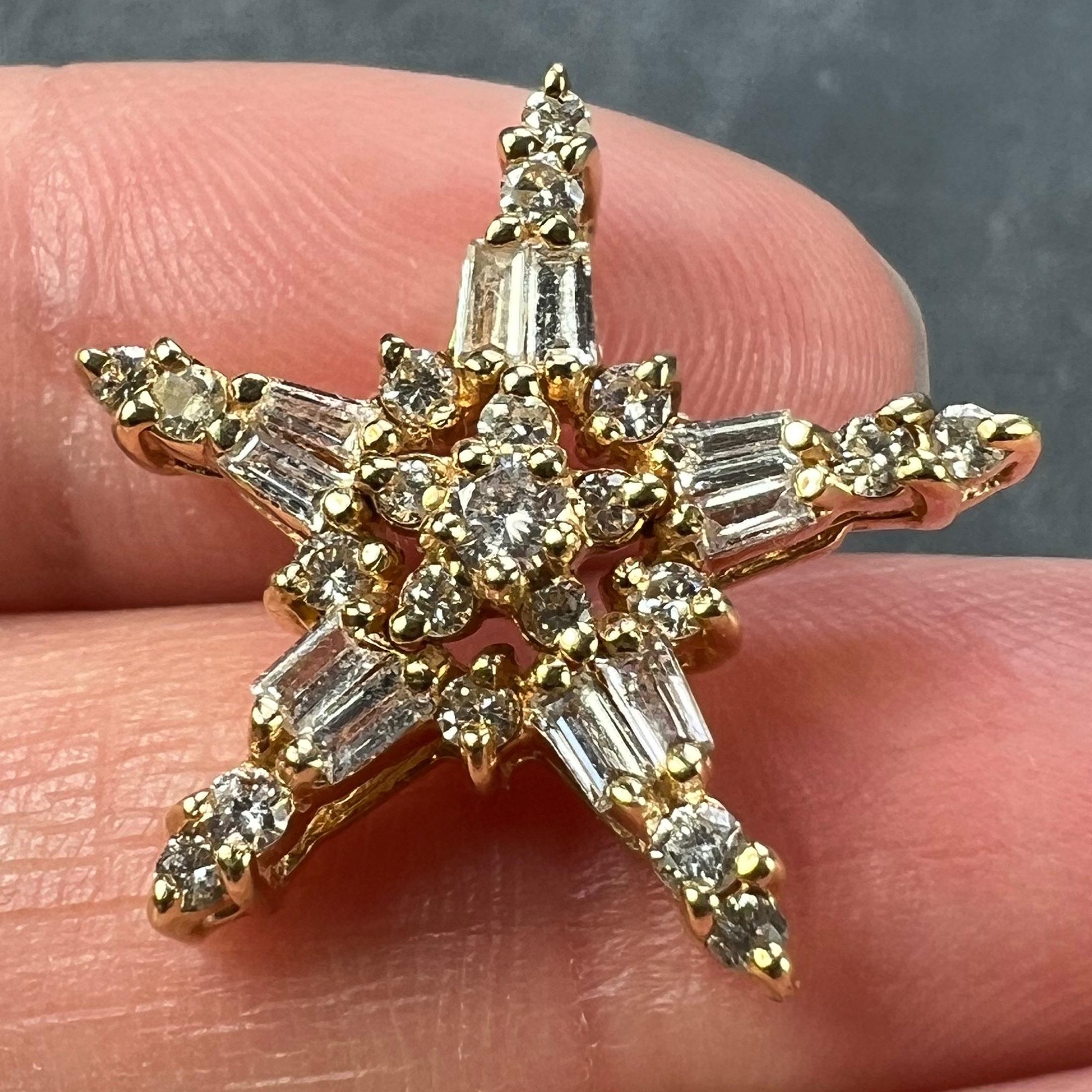 Hirsch & Oppenheimer Diamond Star 14K Yellow Gold Christmas Pendant For Sale 1