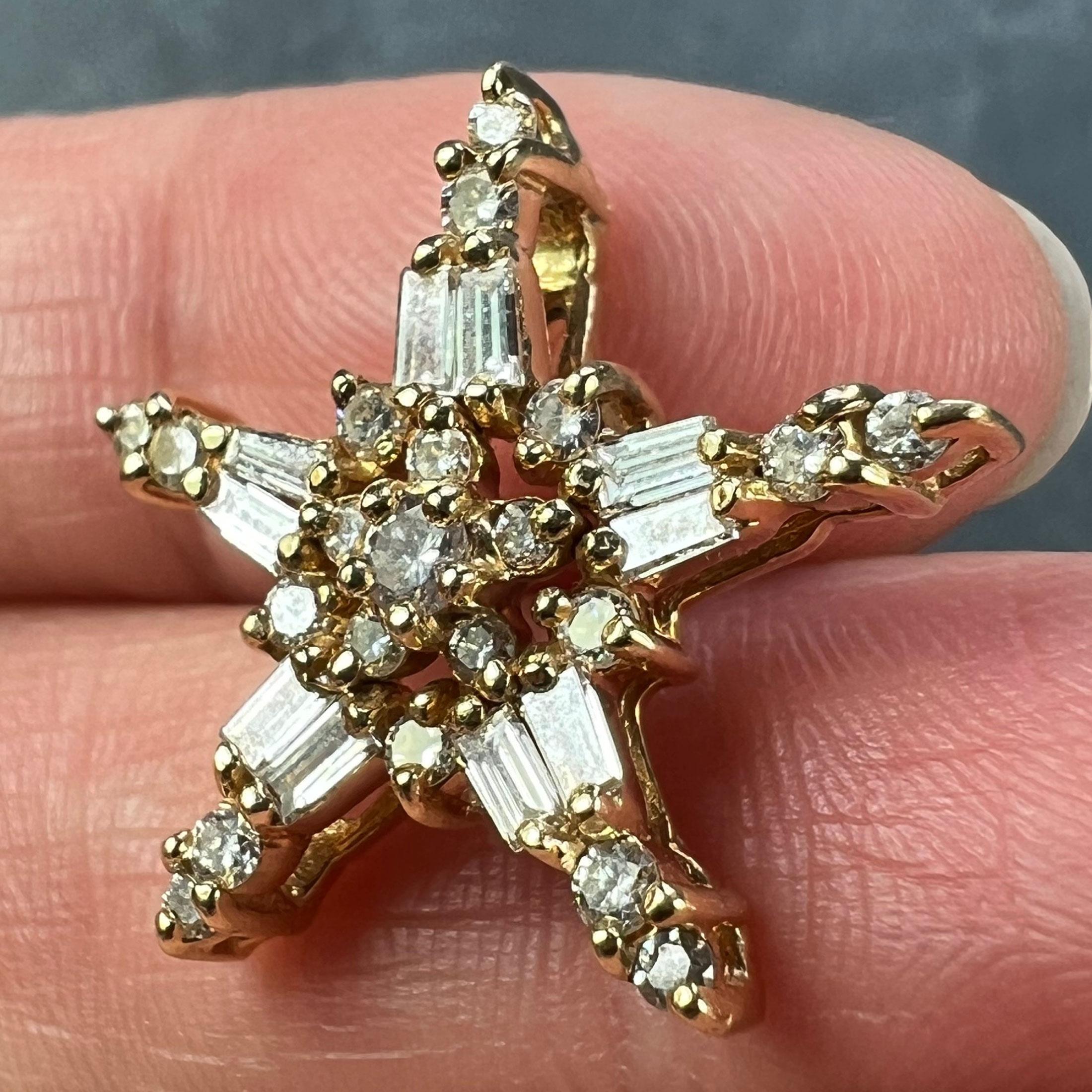Hirsch & Oppenheimer Diamond Star 14K Yellow Gold Christmas Pendant For Sale 2