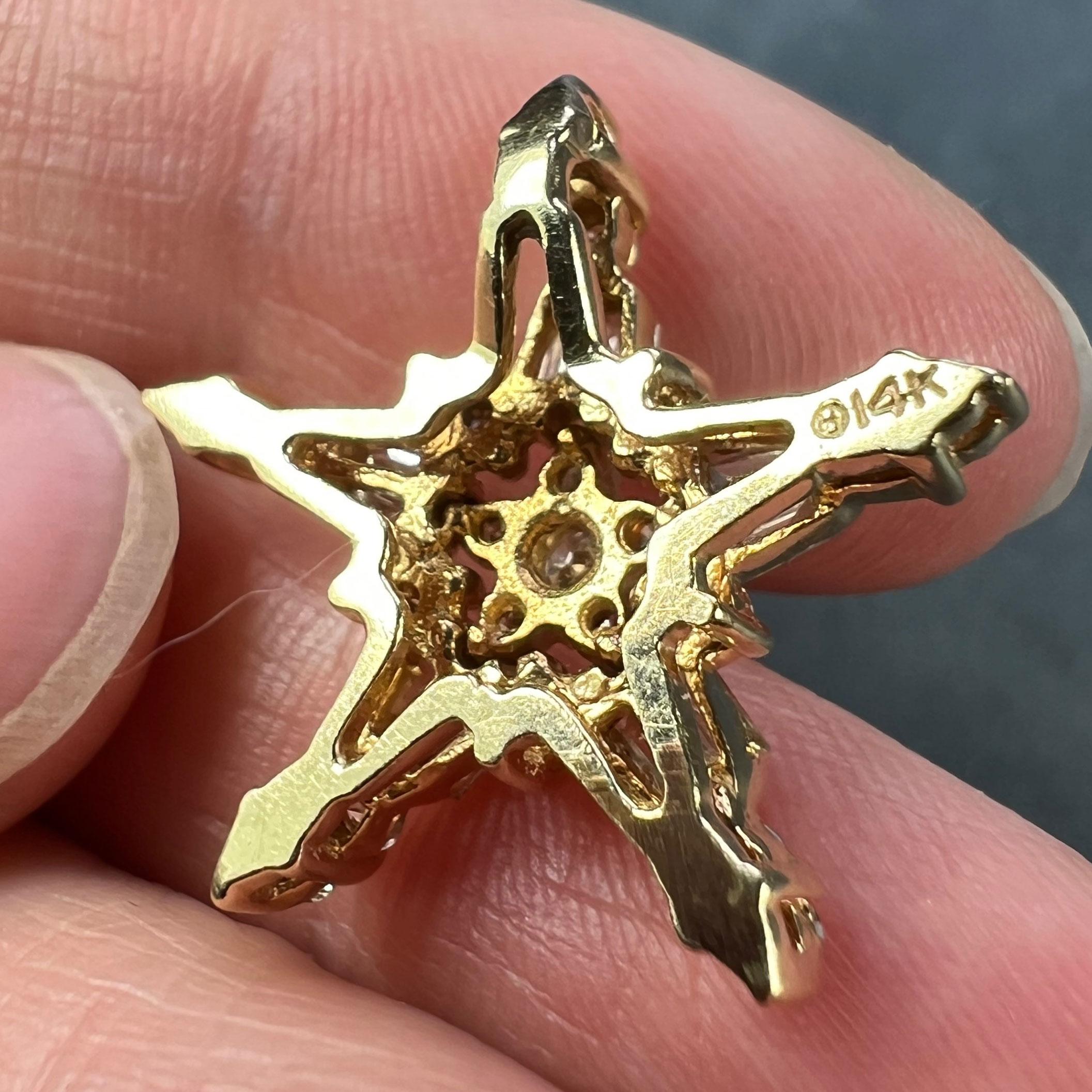 Hirsch & Oppenheimer Diamond Star 14K Yellow Gold Christmas Pendant For Sale 4