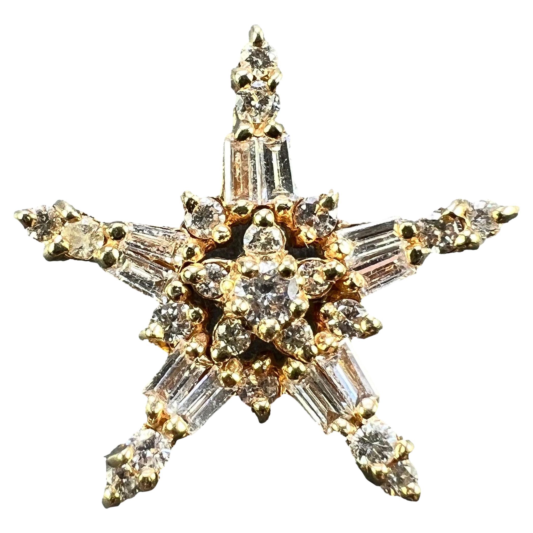 Hirsch & Oppenheimer Diamond Star 14K Yellow Gold Christmas Pendant