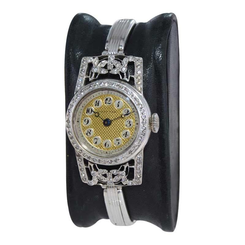 FACTORY / HOUSE: Hirsch Watch Co.
STYLE / REFERENCE: Art Nouveau 
METAL / MATERIAL: Sterling Silver with Diamonds
CIRCA / YEAR: 1890's / 1900
DIMENSIONS / SIZE: Length 38mm X Diameter 26mm
MOVEMENT / CALIBER: Manual Winding / 13 Jewels / Cylindrical