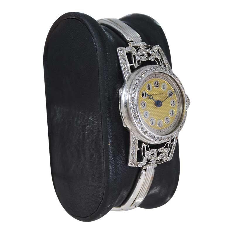 Hirsch Watch Company, Silber mit Diamanten, frühe Armbanduhr, um 1900 (Art nouveau) im Angebot