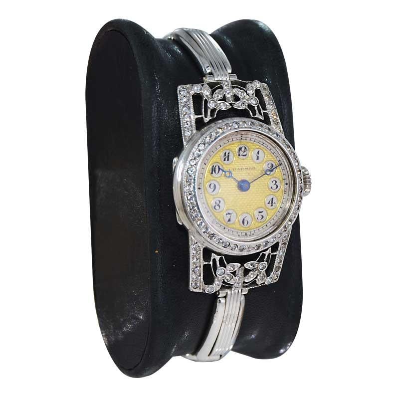 Montre-bracelet Hirsch Watch Company en argent et diamants, c. 1900 Pour femmes en vente