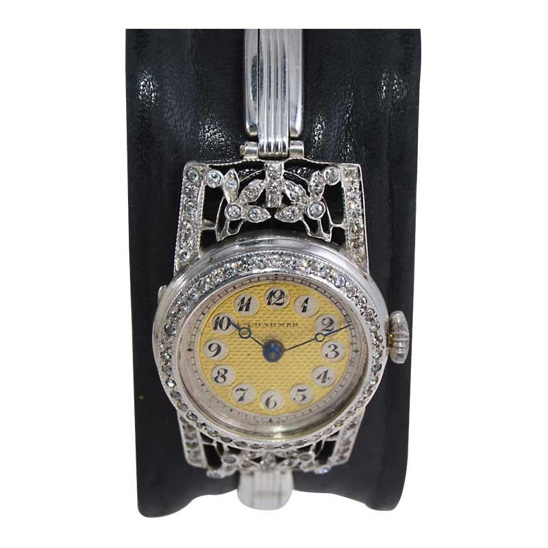 Montre-bracelet Hirsch Watch Company en argent et diamants, c. 1900 en vente 2