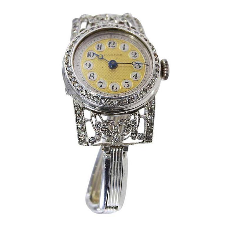 Hirsch Watch Company Silver with Diamonds Early Wrist Watch, circa 1900's For Sale 1