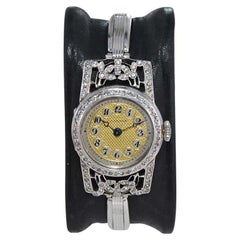 Hirsch Watch Company Silver with Diamonds Early Wrist Watch, circa 1900's