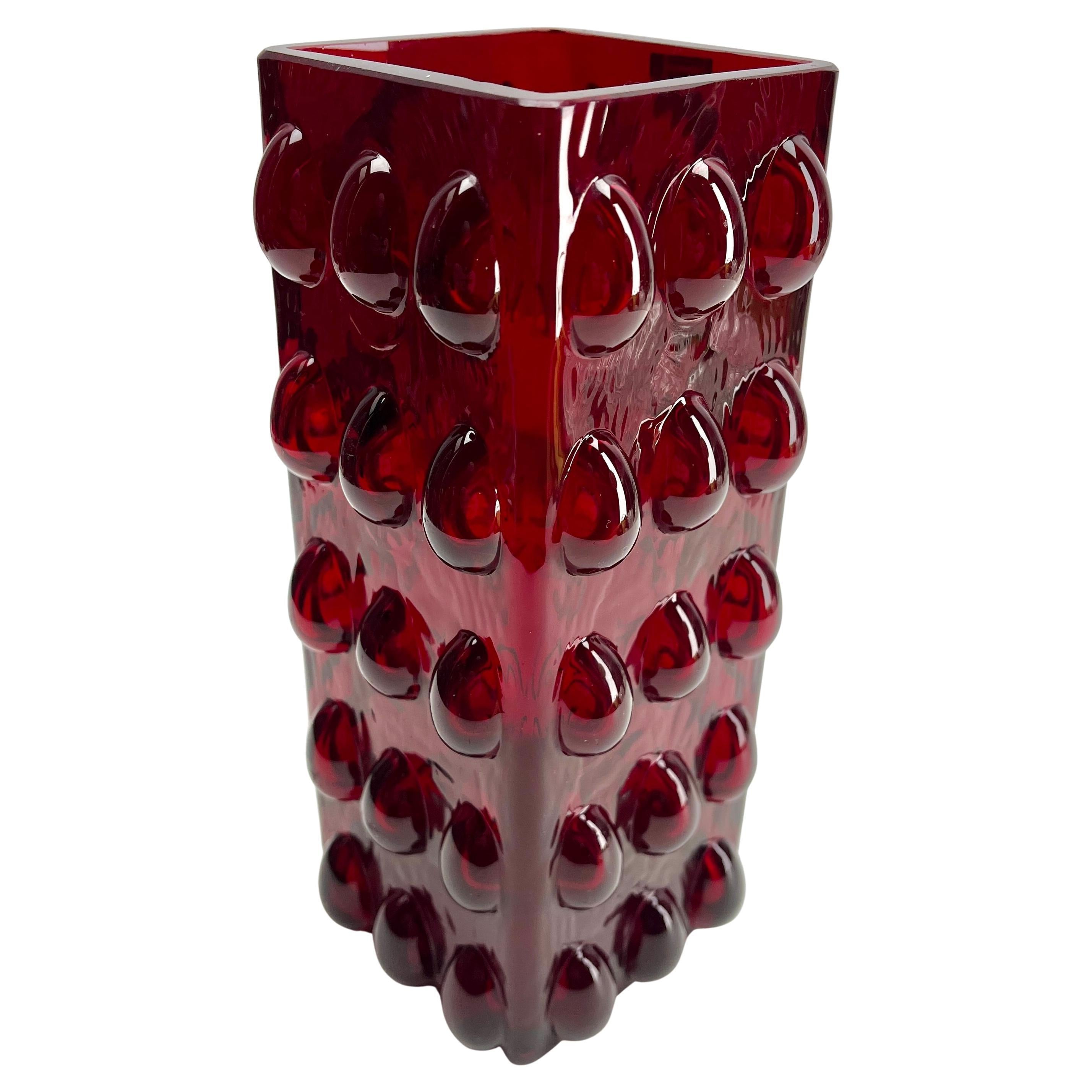 Hirschberg Bubbel Glas vaas van Wilhelm Braun-Feldweg mit Label 1960er Jahre Deutschland (20. Jahrhundert) im Angebot