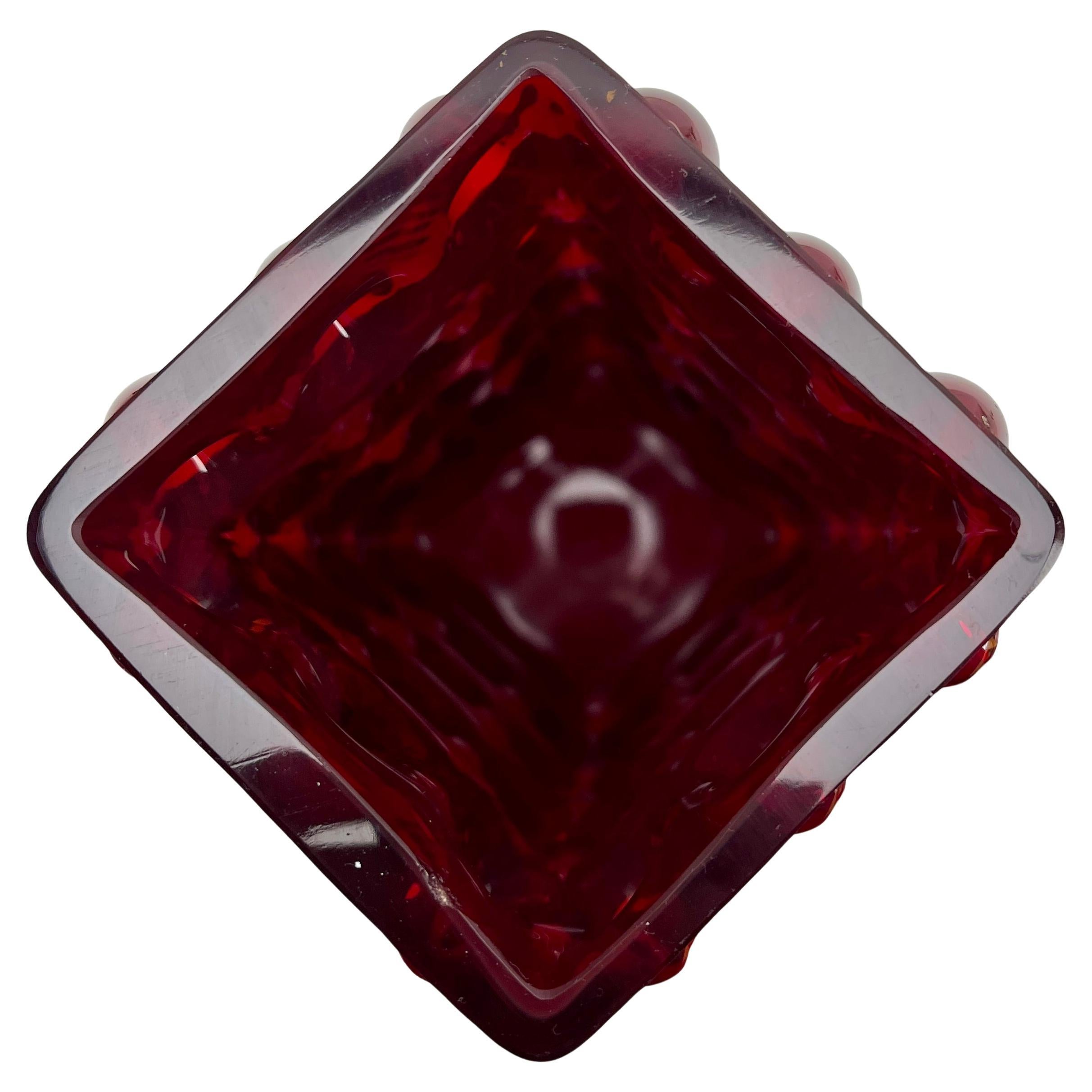 Hirschberg Bubbel Glas vaas van Wilhelm Braun-Feldweg mit Label 1960er Jahre Deutschland im Angebot 1