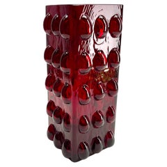 Hirschberg Bubbel glas vaas van Wilhelm Braun-Feldweg con Etiqueta Años 60 Alemania