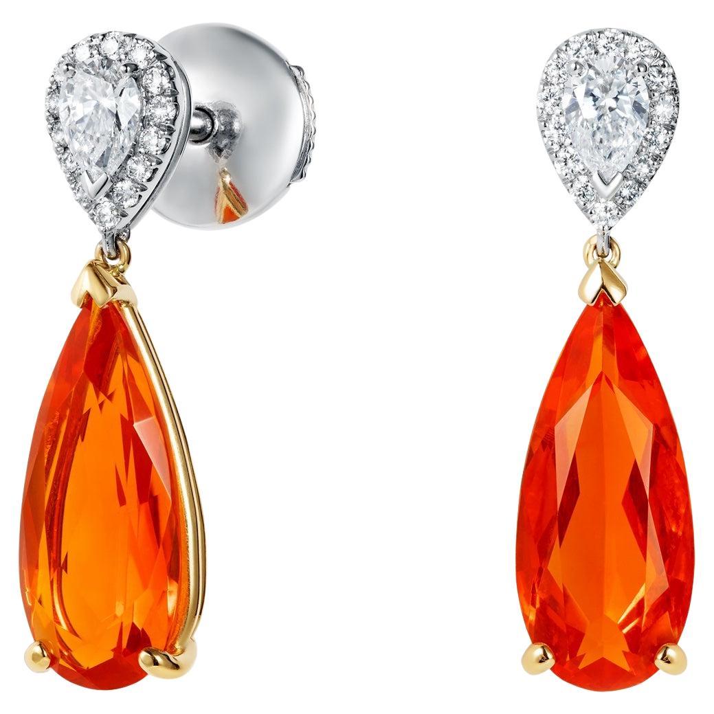 Hirsh Burlington Fire Opal and Diamond Earrings