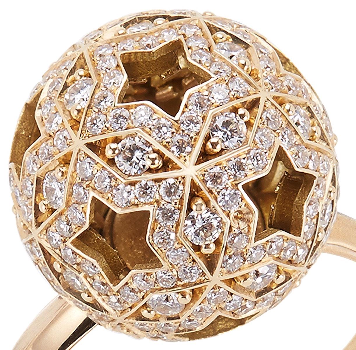 Brilliant Cut Hirsh Celestial Orion Diamond and Yellow Gold Ring For Sale